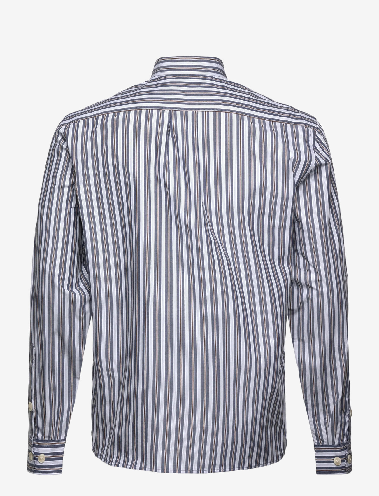Lindbergh - Fine striped L/S shirt - stribede skjorter - dk blue - 2