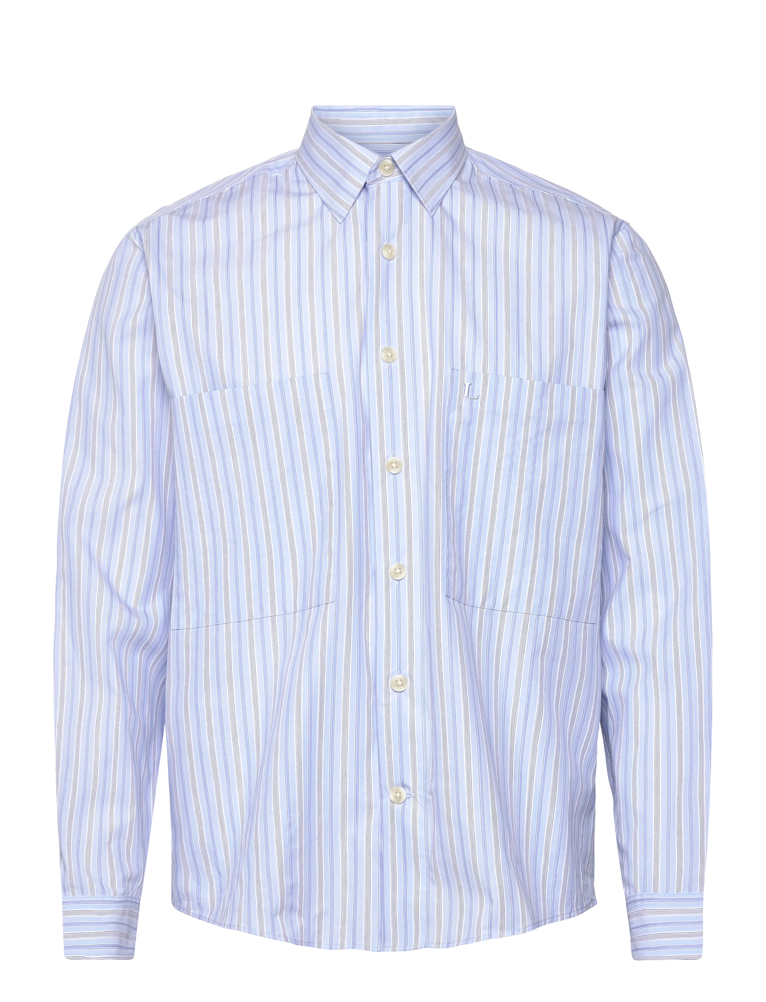 Lindbergh Fine striped L/S shirt - Särgid - LT BLUE / blue