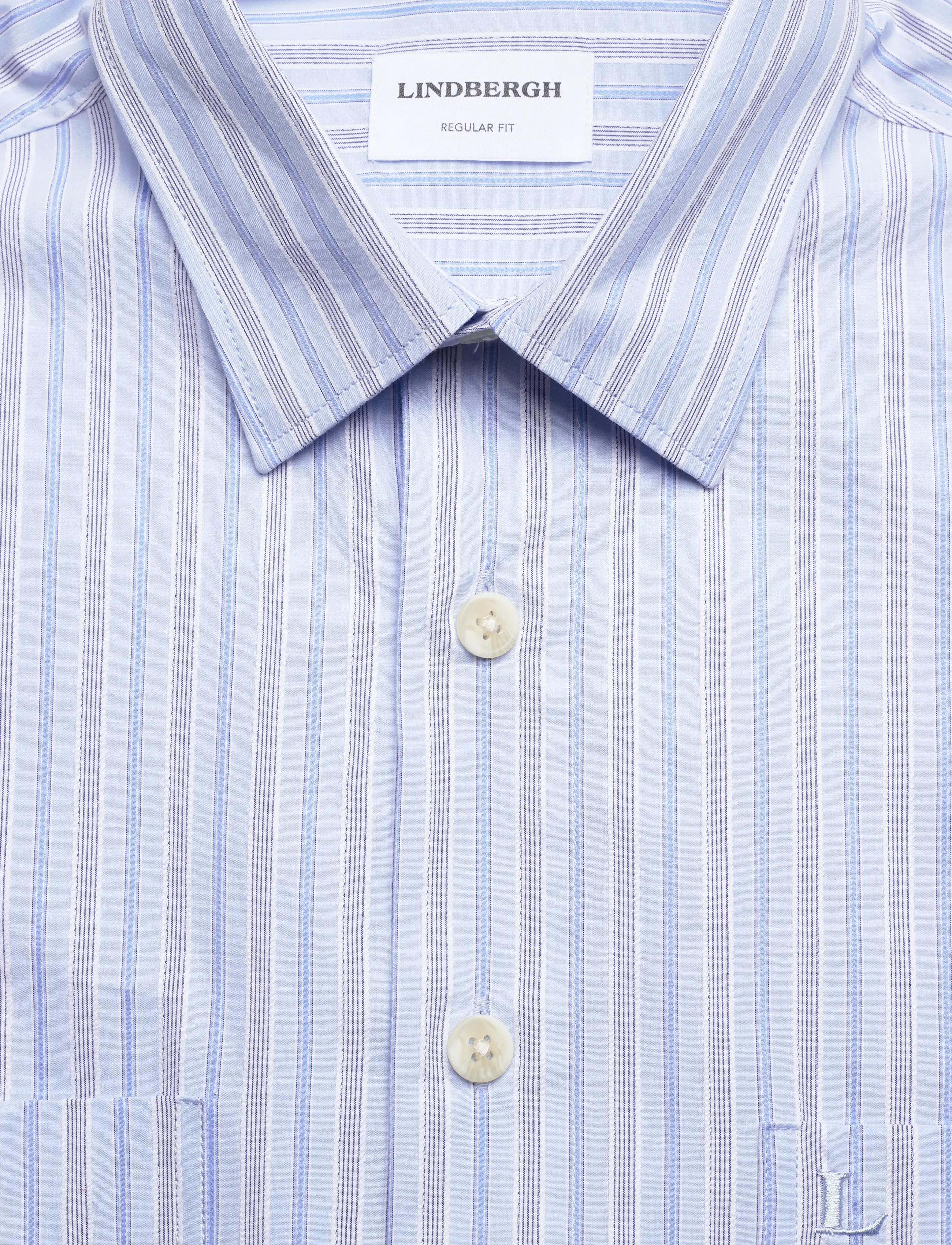 Lindbergh - Fine striped L/S shirt - striped shirts - lt blue - 2