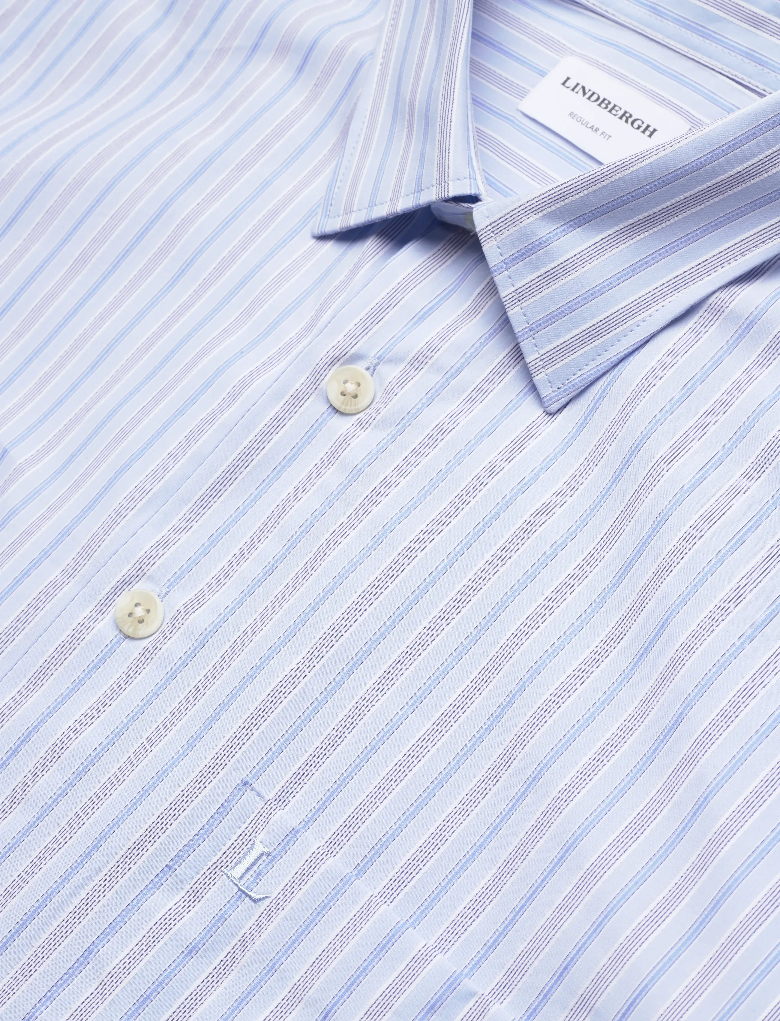 Lindbergh - Fine striped L/S shirt - striped shirts - lt blue - 3