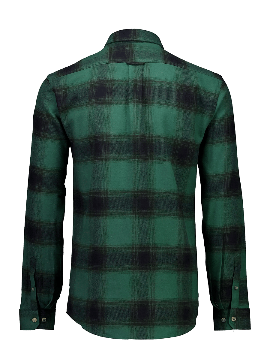 Lindbergh - Heavy checked twill shirt L/S - flannel shirts - dk green - 2