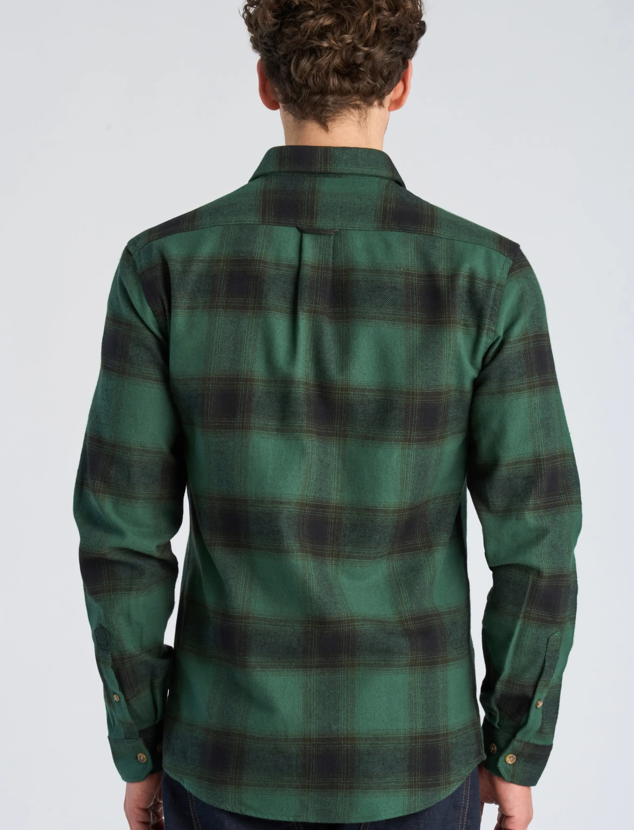 Lindbergh - Heavy checked twill shirt L/S - dk green - 4