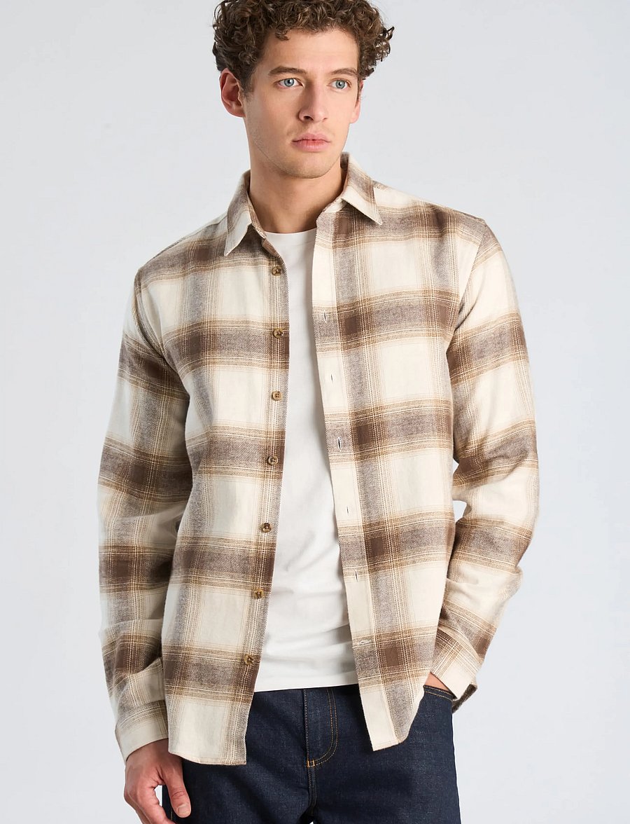 Lindbergh - Heavy checked twill shirt L/S - flanell-hemden - ivory - 3