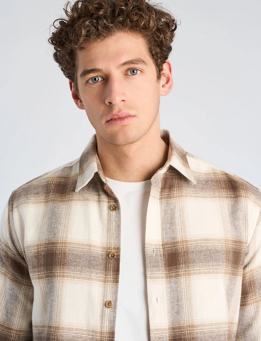 Lindbergh - Heavy checked twill shirt L/S - flanell-hemden - ivory - 4
