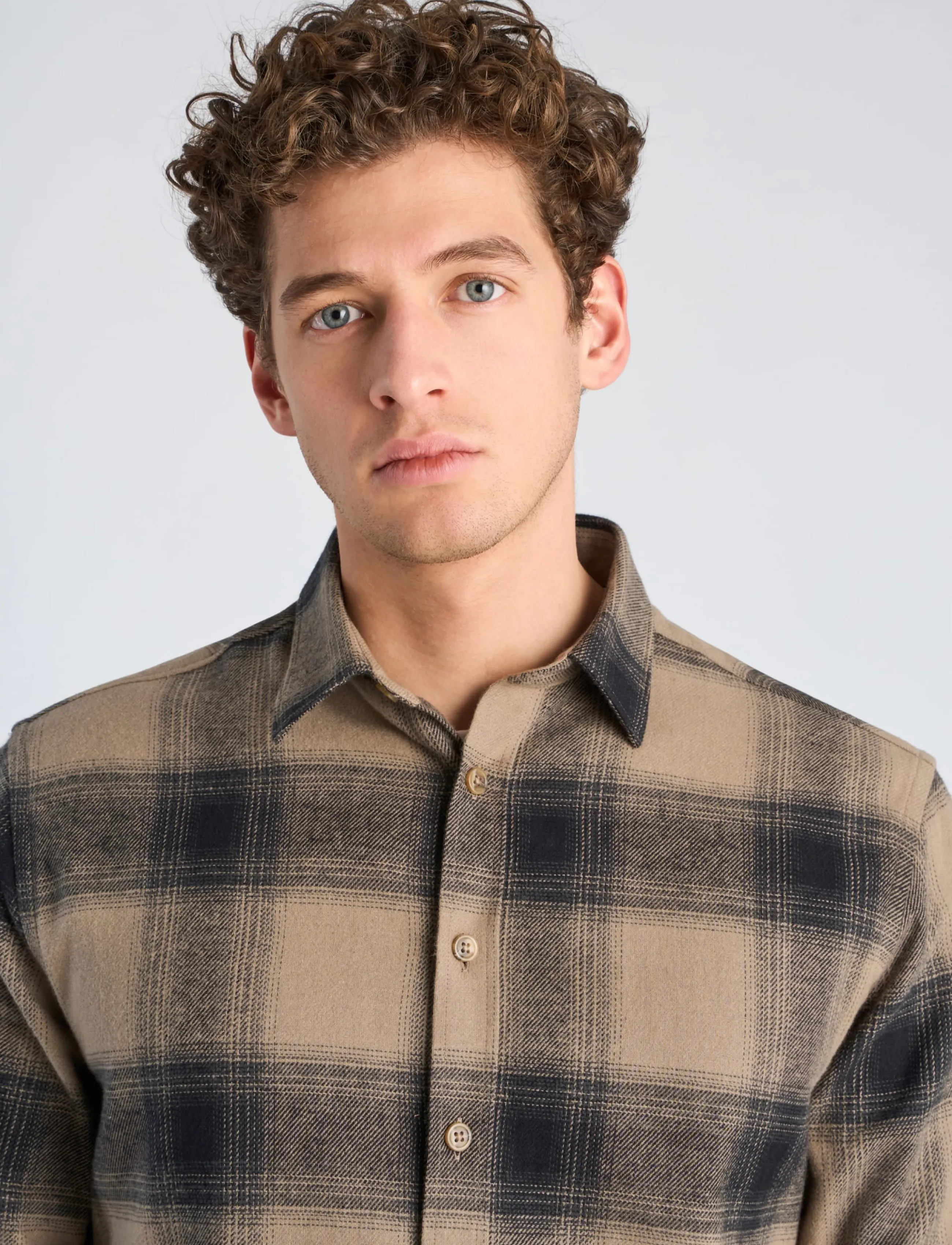 Lindbergh - Heavy checked twill shirt L/S - stone - 5