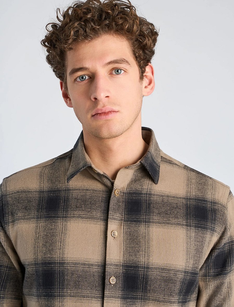 Lindbergh - Heavy checked twill shirt L/S - flanell-hemden - stone - 5