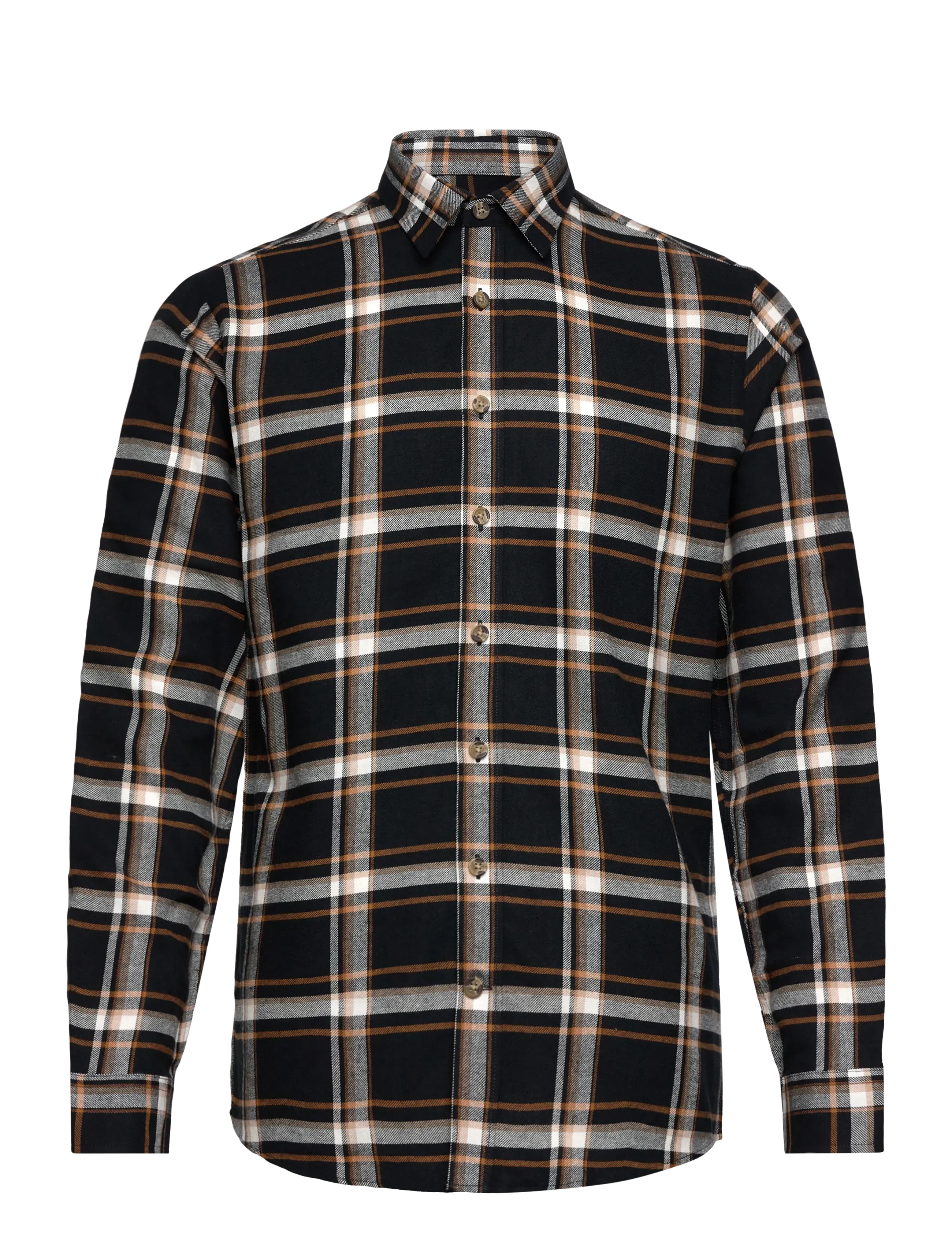Checked twill shirt L/S - BURNT ORANGE