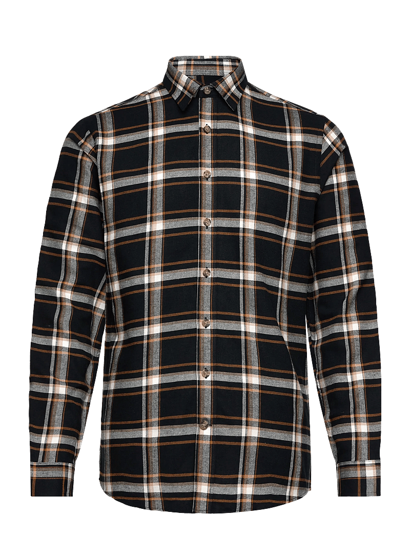 Lindbergh - Checked twill shirt L/S - rutiga skjortor - burnt orange - 1