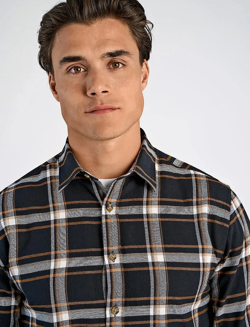 Lindbergh - Checked twill shirt L/S - rutiga skjortor - burnt orange - 3