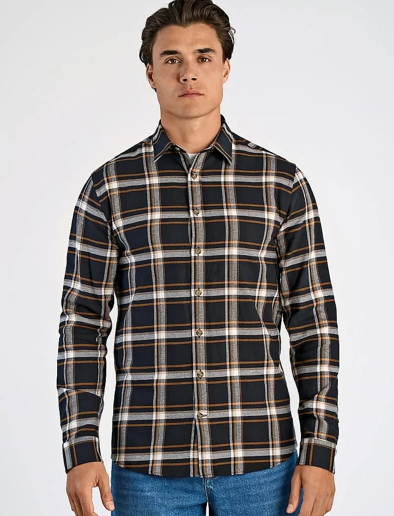 Lindbergh - Checked twill shirt L/S - rutiga skjortor - burnt orange - 5