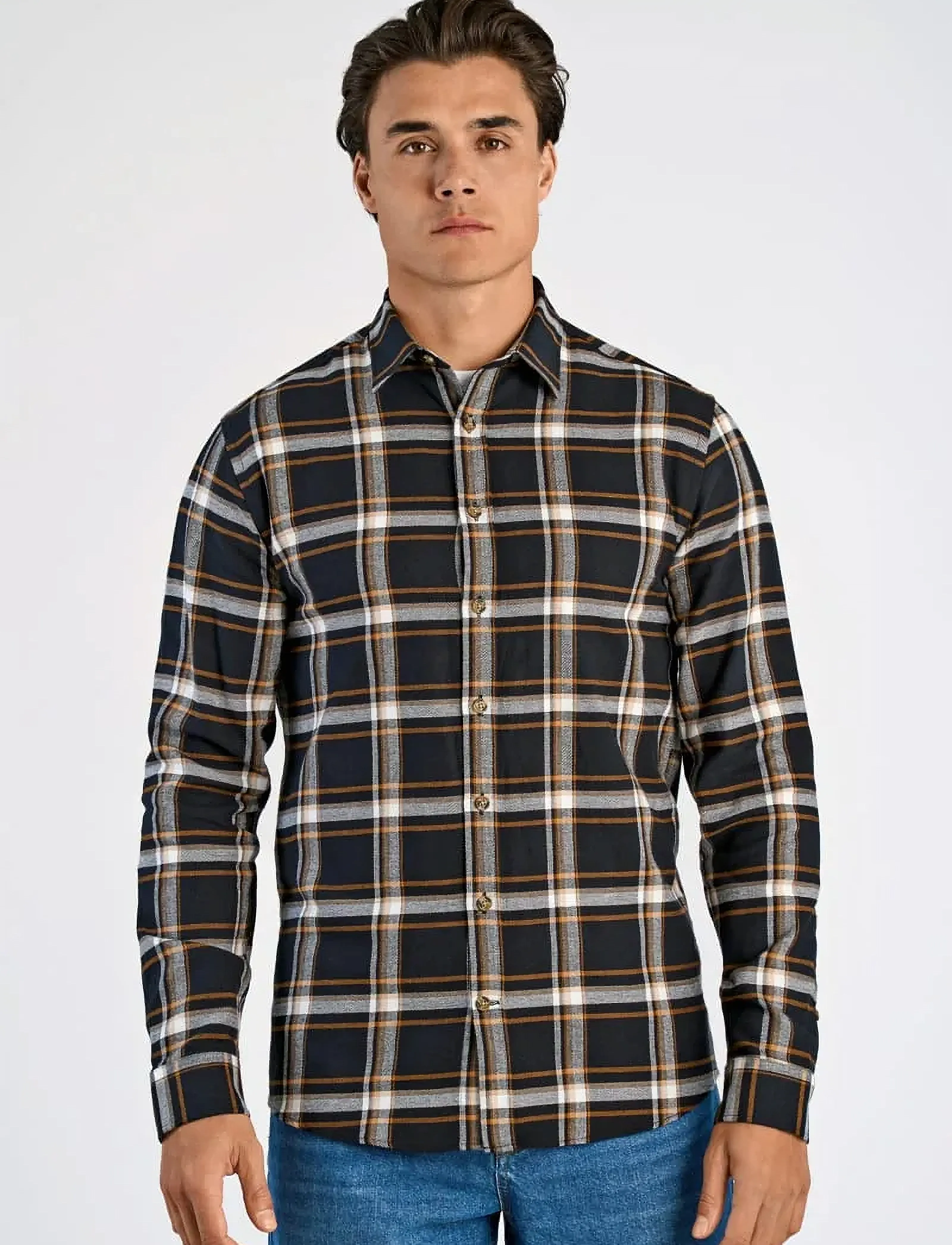 Lindbergh - Checked twill shirt L/S - ruudulised särgid - burnt orange - 5