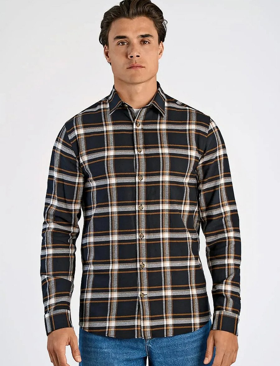 Lindbergh - Checked twill shirt L/S - karierte hemden - burnt orange - 5