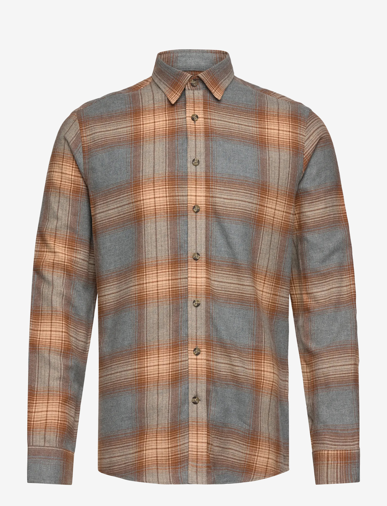 Lindbergh - Checked twill shirt L/S - ternede skjorter - grey mel - 1