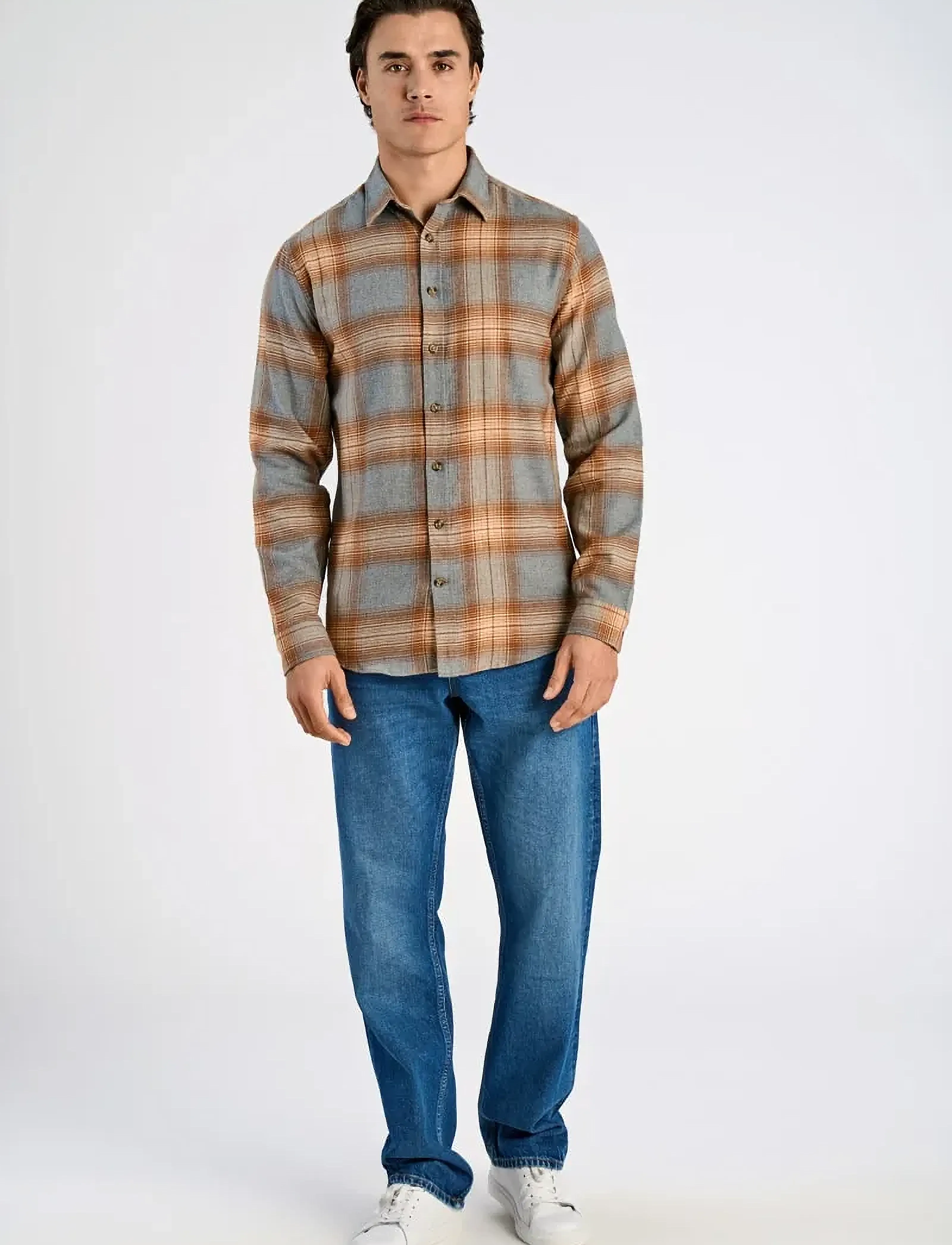 Lindbergh Checked Twill Shirt L/S, S, Shirts, Grau - Checkered Shirt, Männerswear