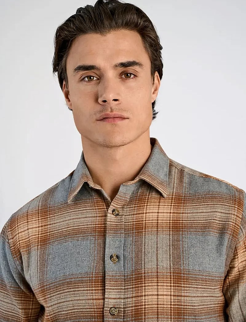 Lindbergh - Checked twill shirt L/S - karierte hemden - grey mel - 3