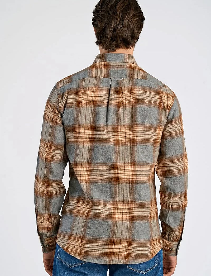 Lindbergh - Checked twill shirt L/S - karierte hemden - grey mel - 4