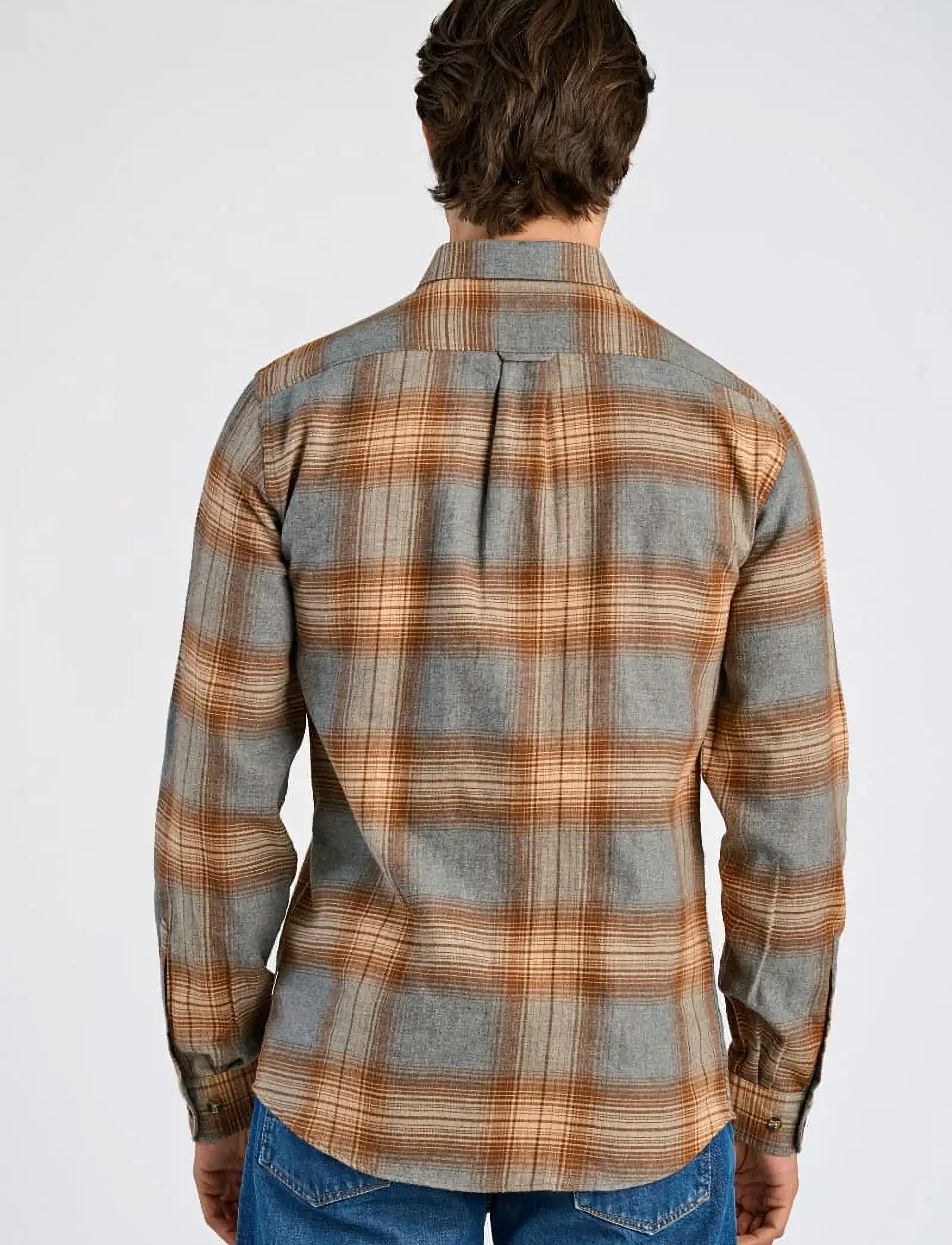 Lindbergh - Checked twill shirt L/S - rutiga skjortor - grey mel - 4