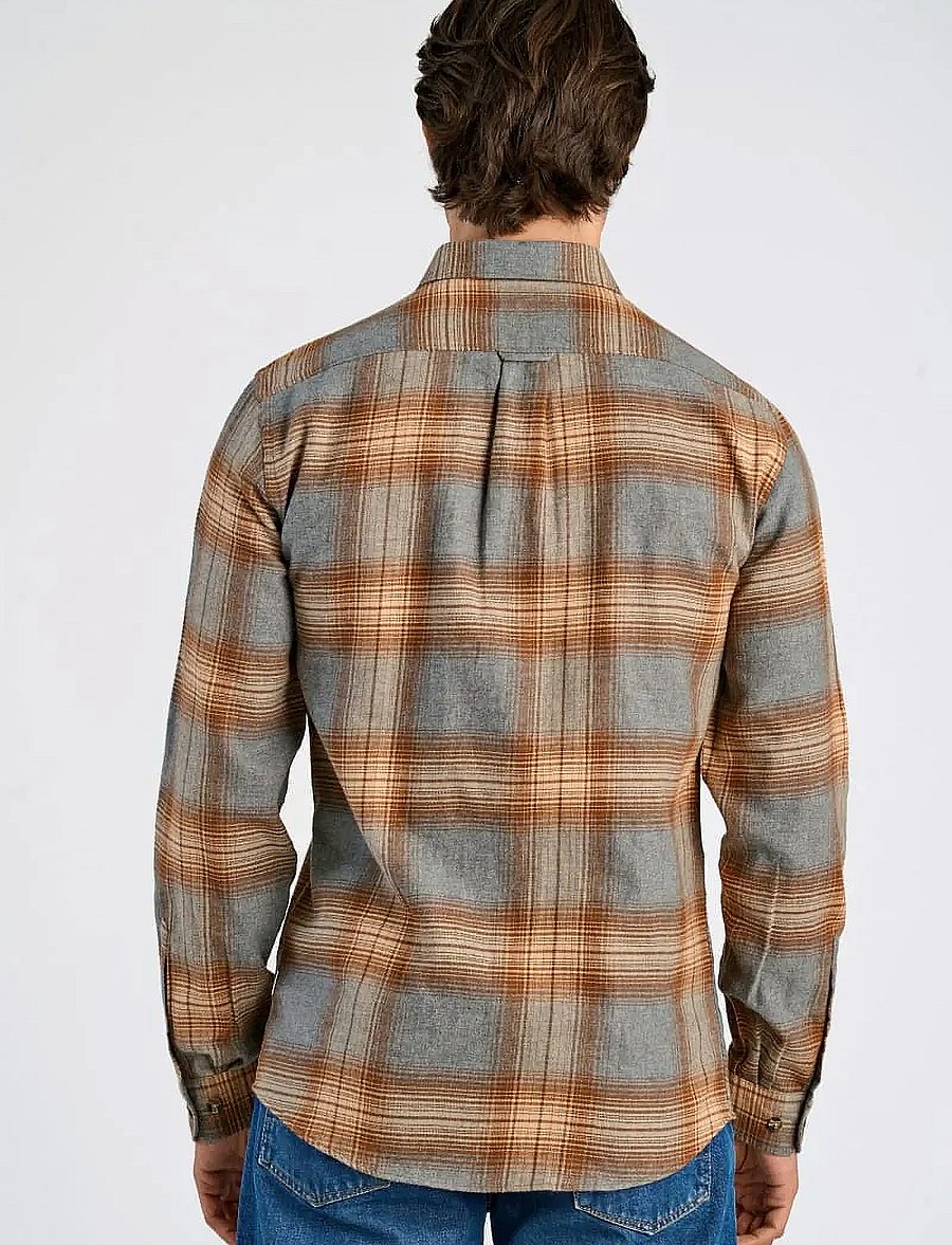 Lindbergh - Checked twill shirt L/S - rutiga skjortor - grey mel - 4