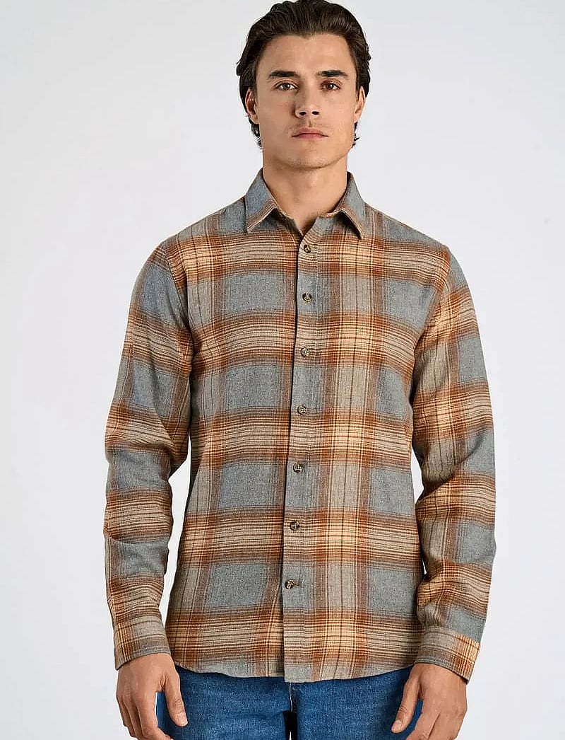Lindbergh - Checked twill shirt L/S - karierte hemden - grey mel - 5