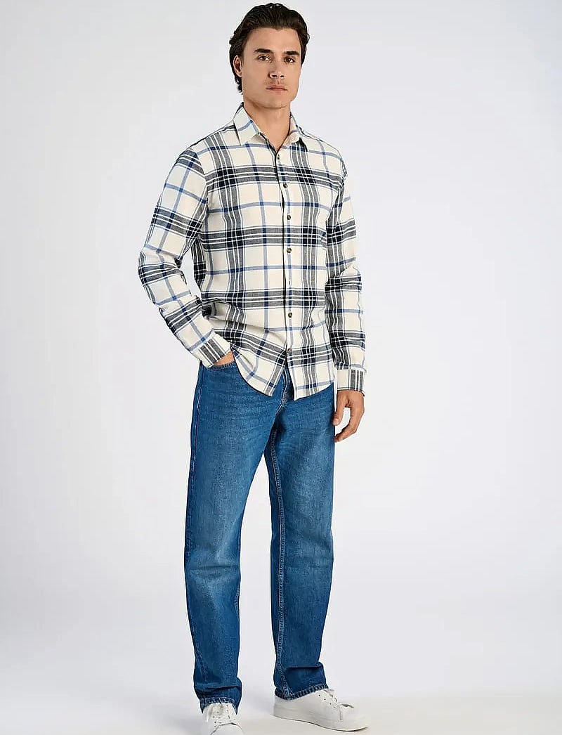 Lindbergh - Checked twill shirt L/S - karierte hemden - off white - 0