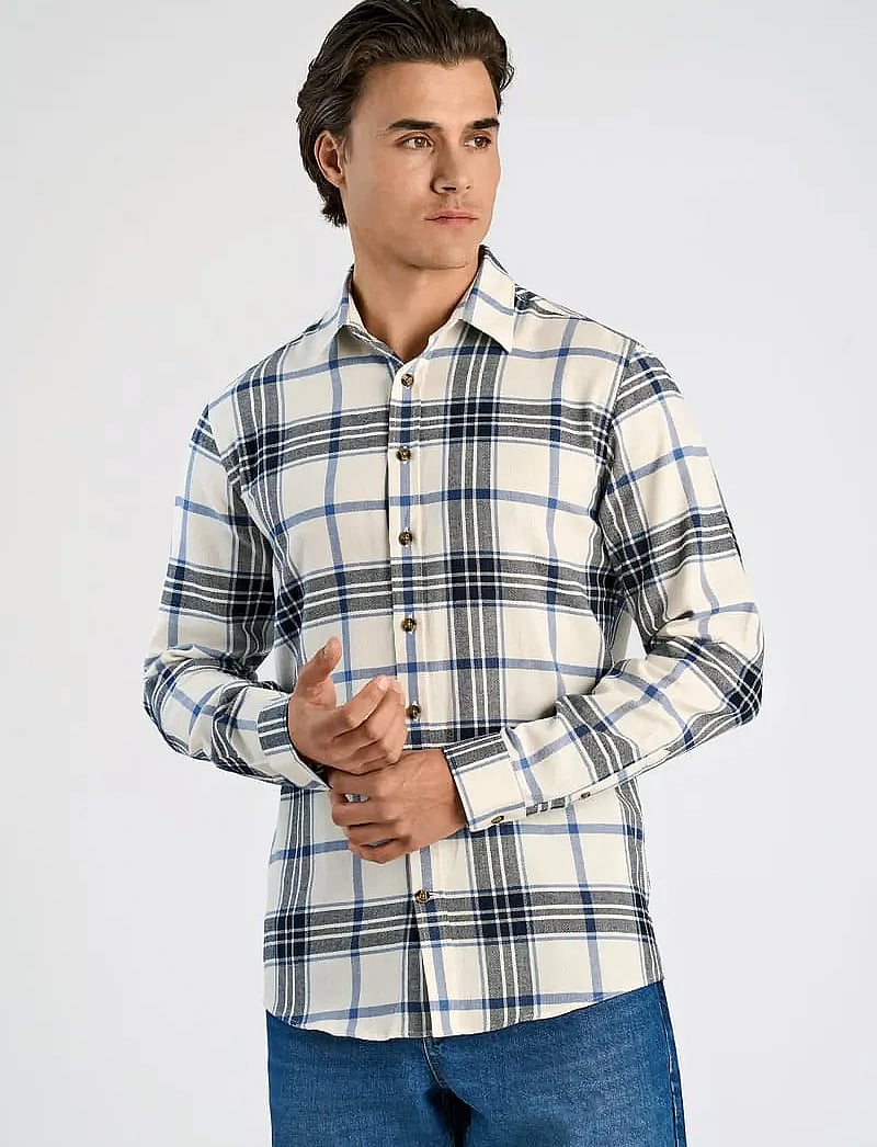 Lindbergh - Checked twill shirt L/S - karierte hemden - off white - 5