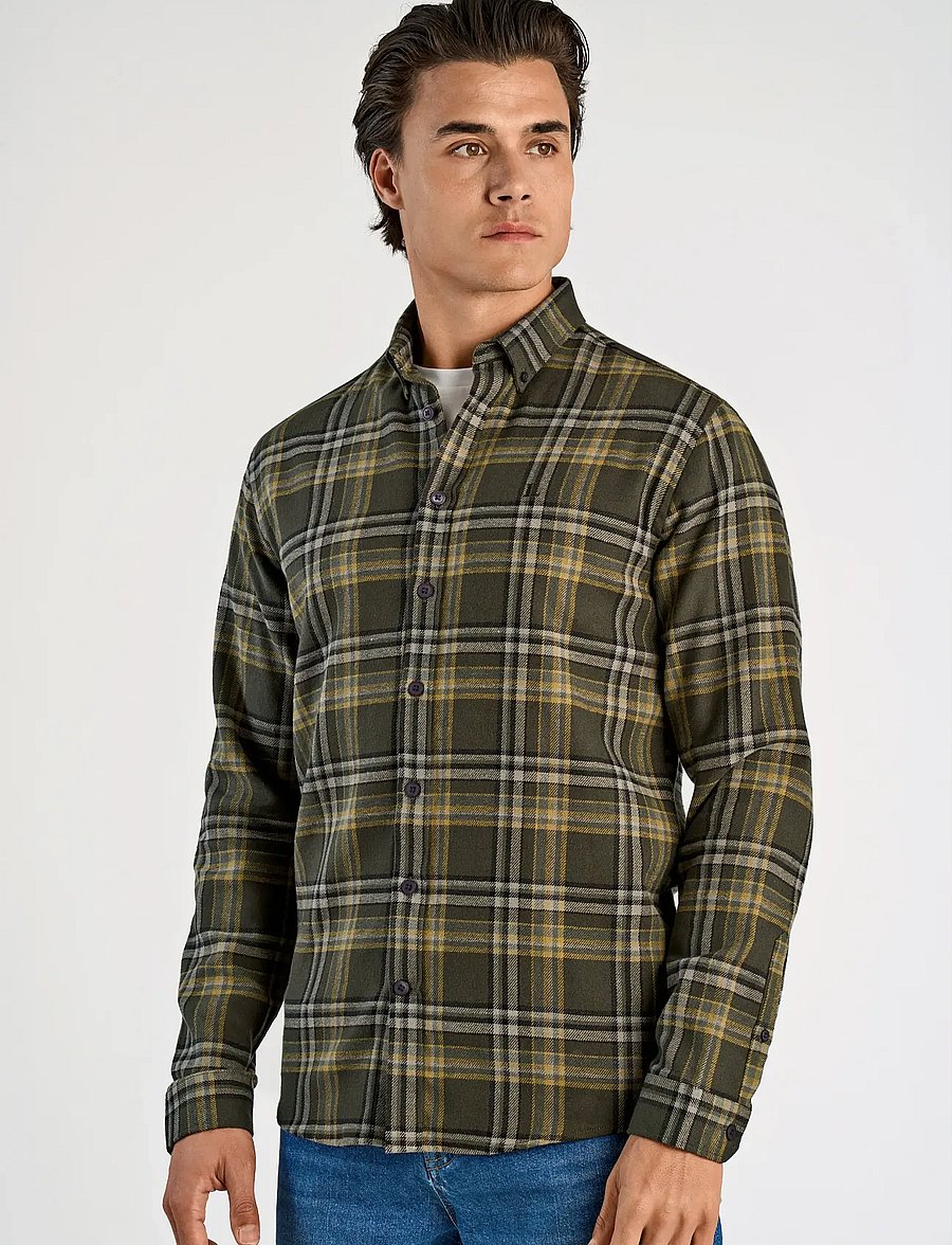 Lindbergh - Multi colored checked brushed shirtMulti colored checked brushed shirt L/S - ternede skjorter - dk army - 0