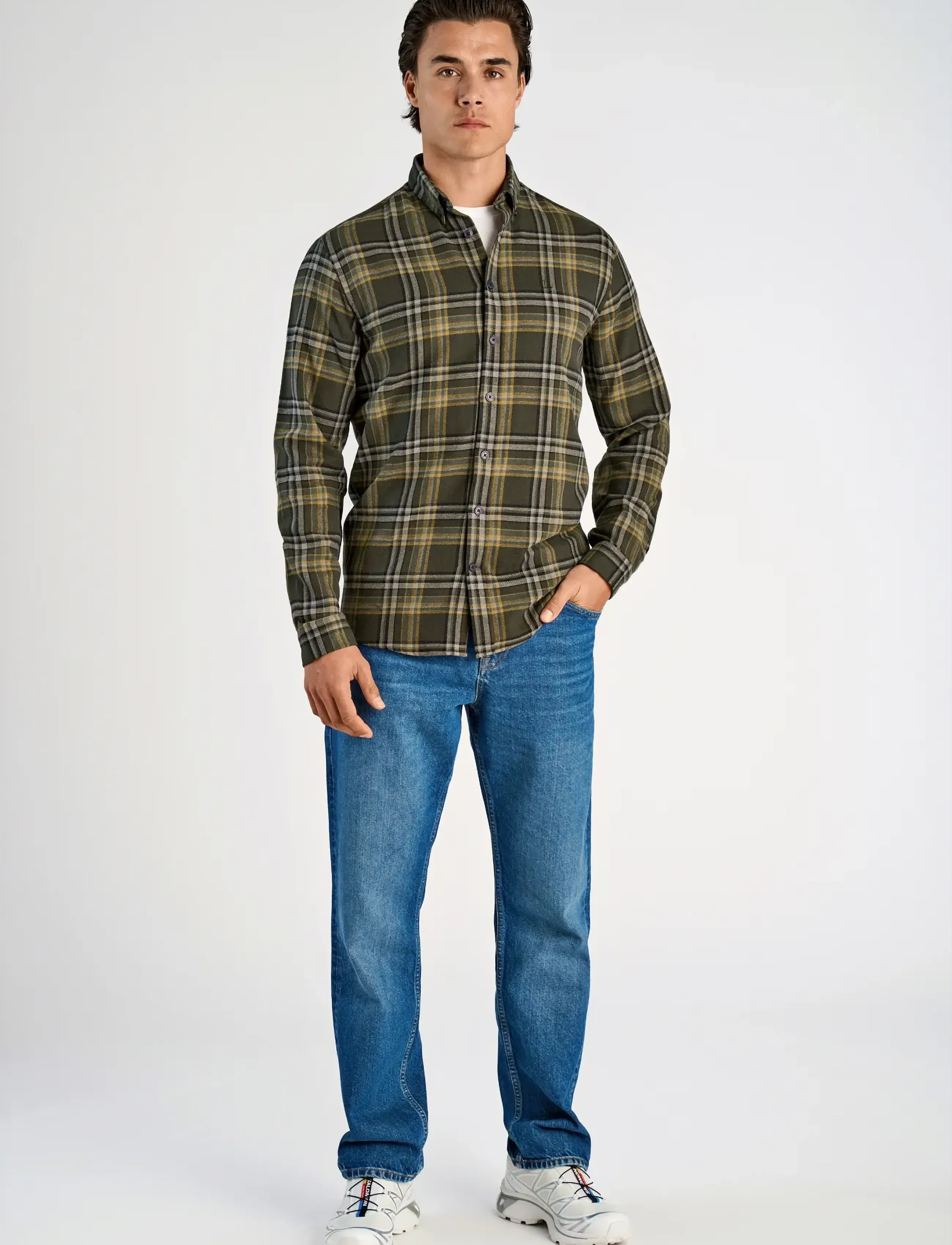 Lindbergh - Multi colored checked brushed shirtMulti colored checked brushed shirt L/S - ternede skjorter - dk army - 4