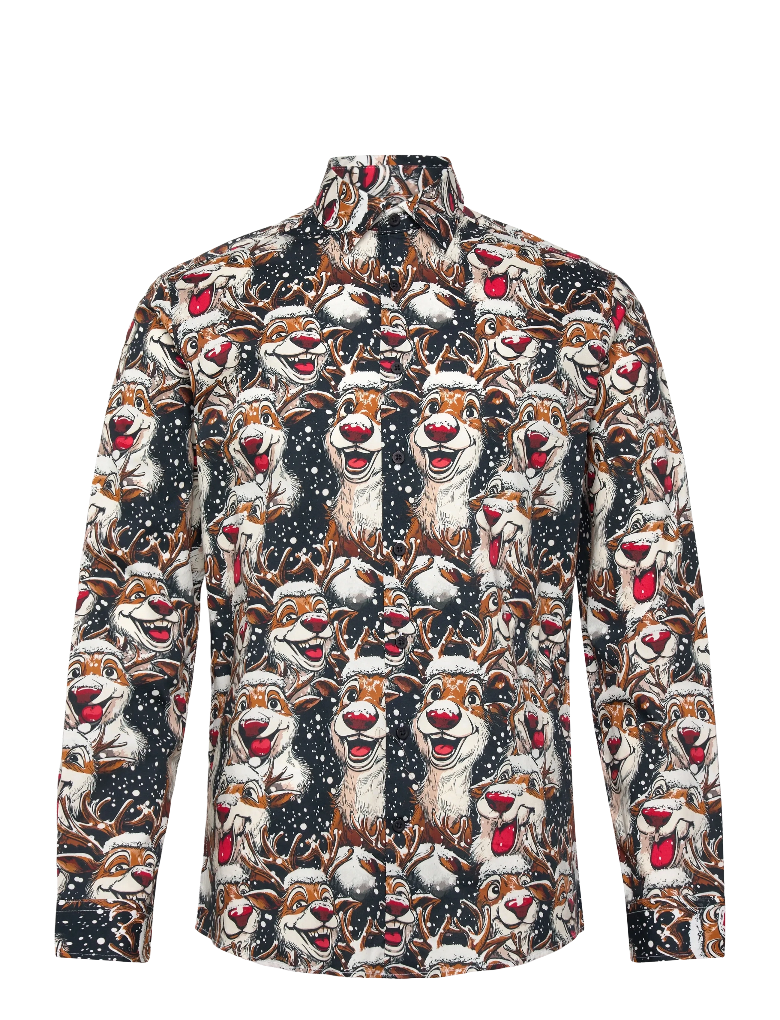 Lindbergh AOP Christmas shirt L/S - Vabaajasärgid - BLACK / multi