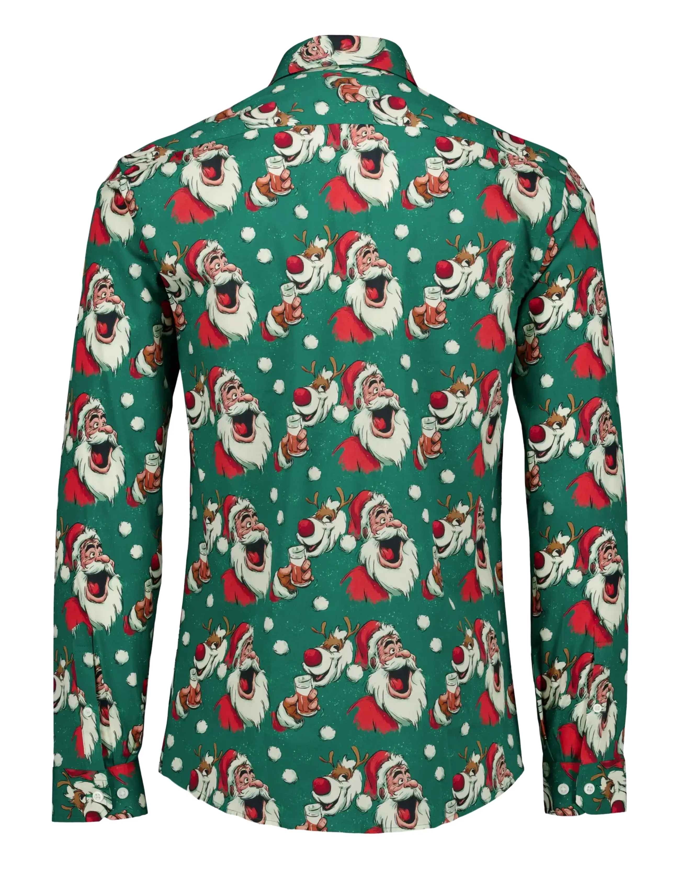 Lindbergh - AOP Christmas shirt L/S - gemusterte hemden - green - 2