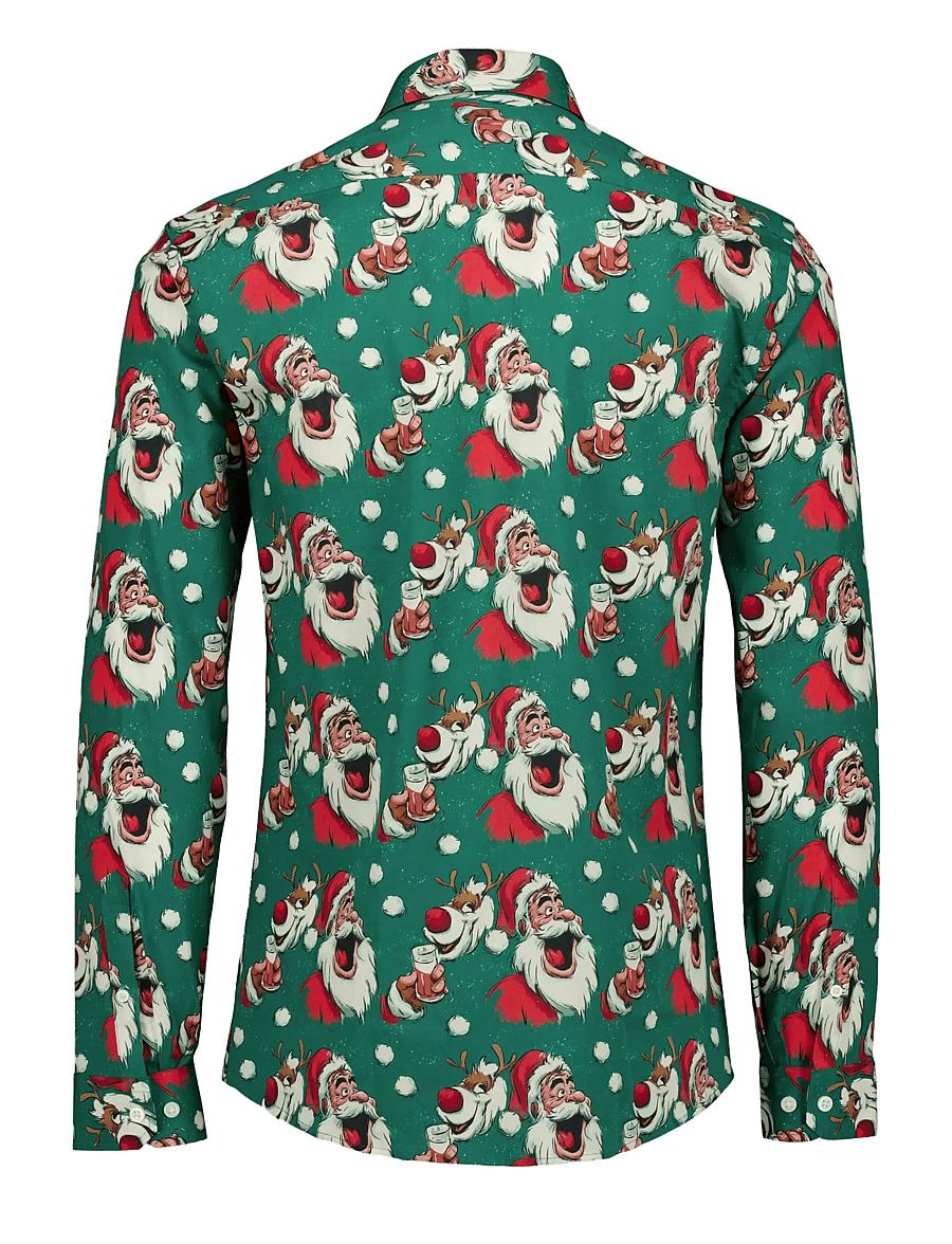 Lindbergh - AOP Christmas shirt L/S - gemusterte hemden - green - 2