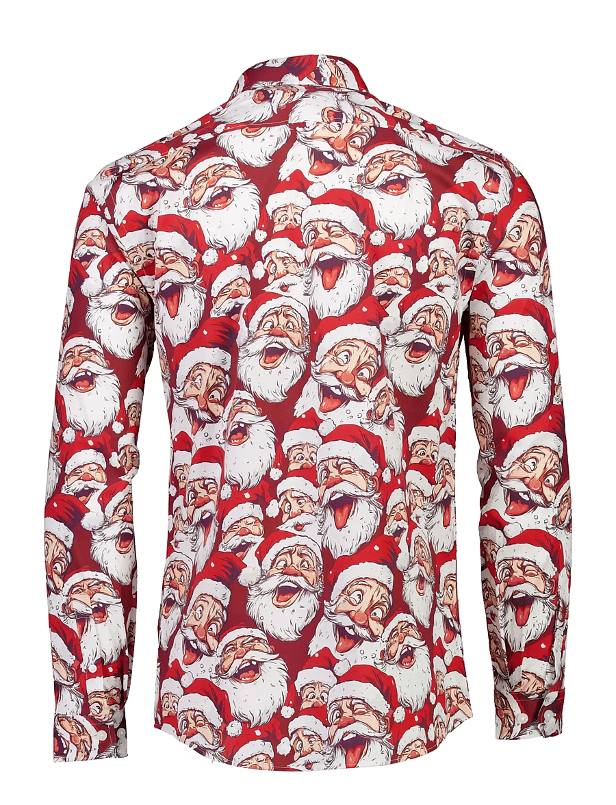 Lindbergh - AOP Christmas shirt L/S - mönstrade skjortor - red - 1