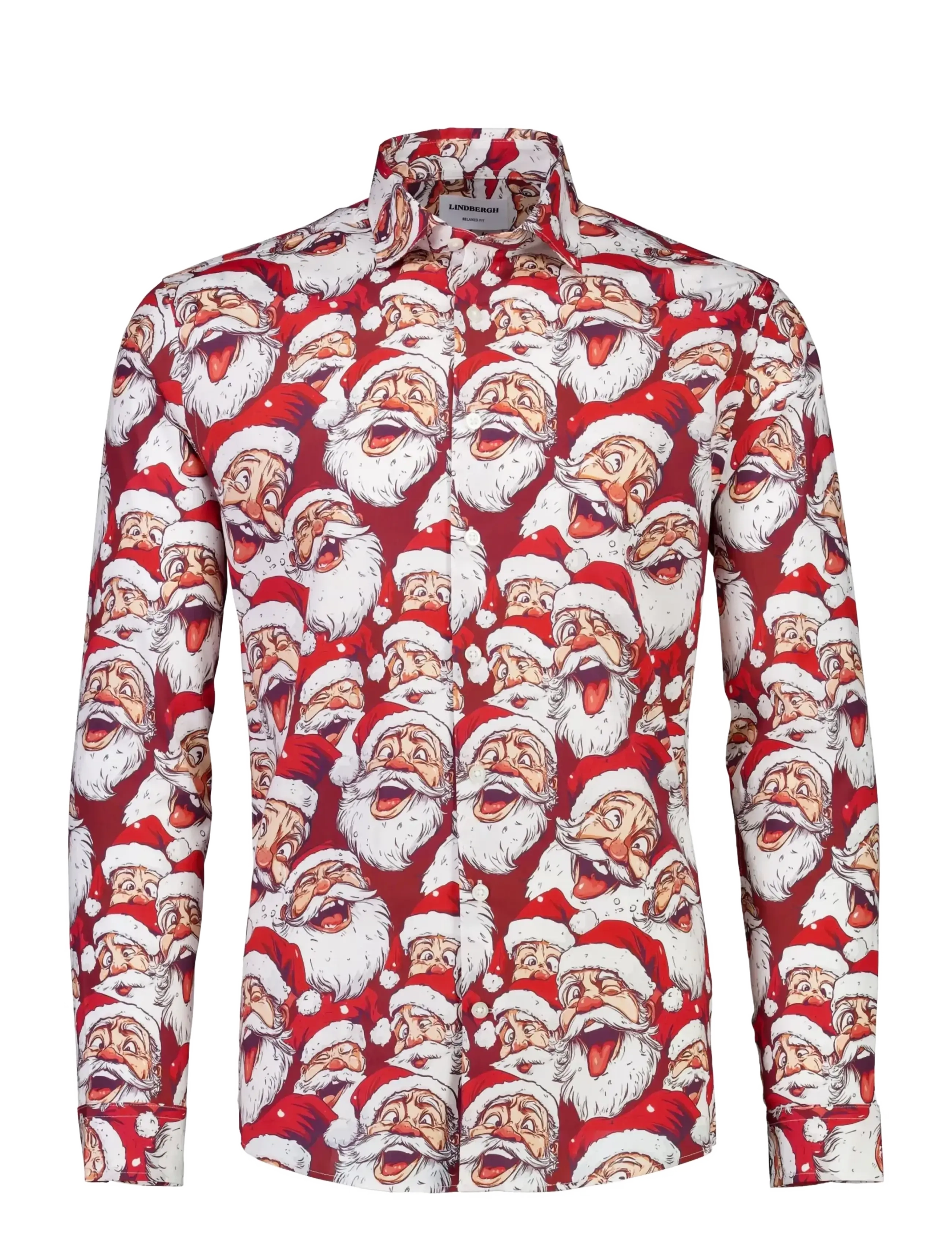 Lindbergh - AOP Christmas shirt L/S - mönstrade skjortor - red - 2