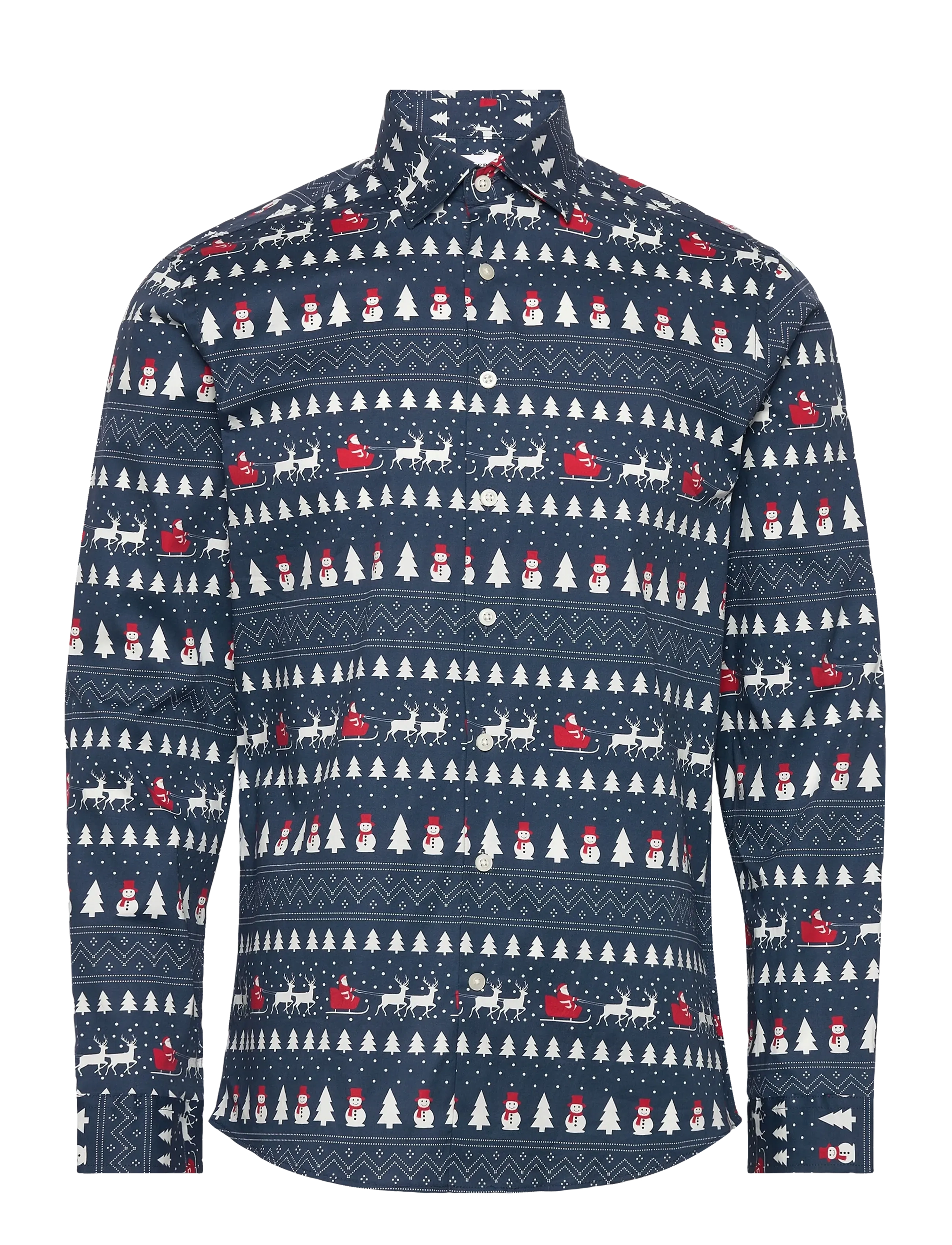 LINDBERGH Aop Christmas Shirt L/S Blau - L - Herren