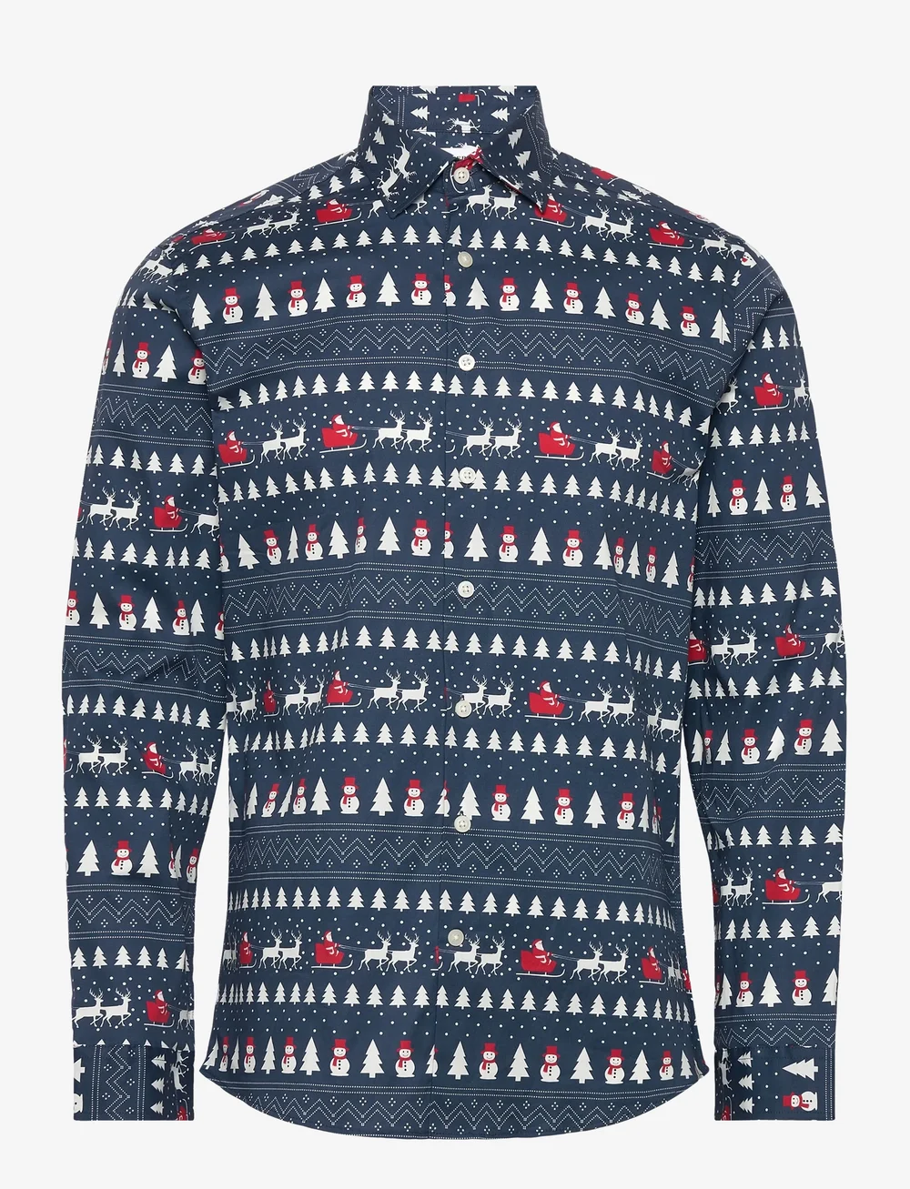 Lindbergh - AOP Christmas shirt L/S - casual shirts - blue - 0