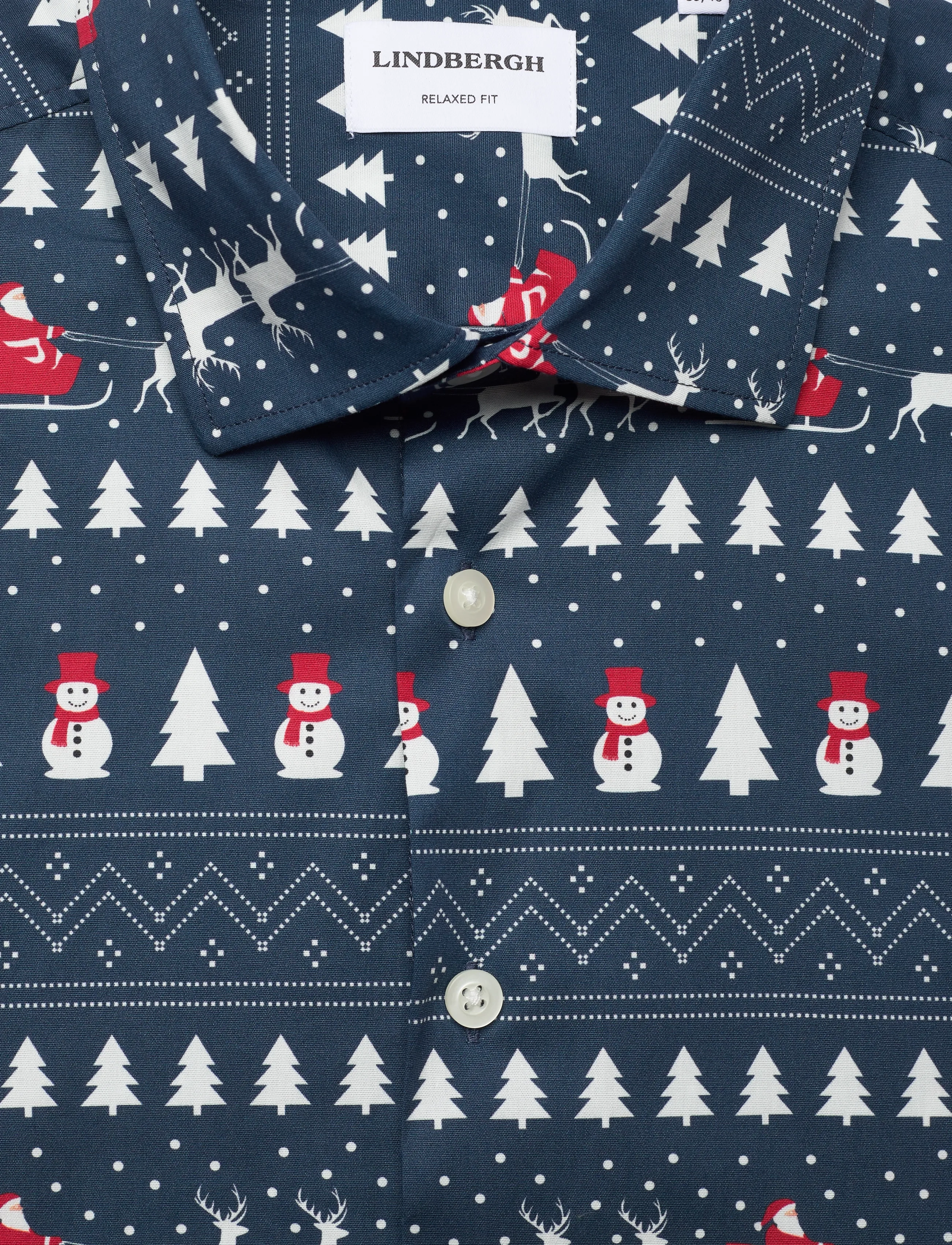 Lindbergh - AOP Christmas shirt L/S - casual shirts - blue - 2