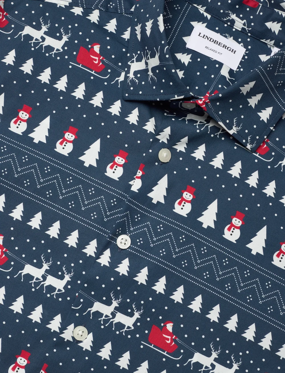 Lindbergh - AOP Christmas shirt L/S - casual shirts - blue - 3