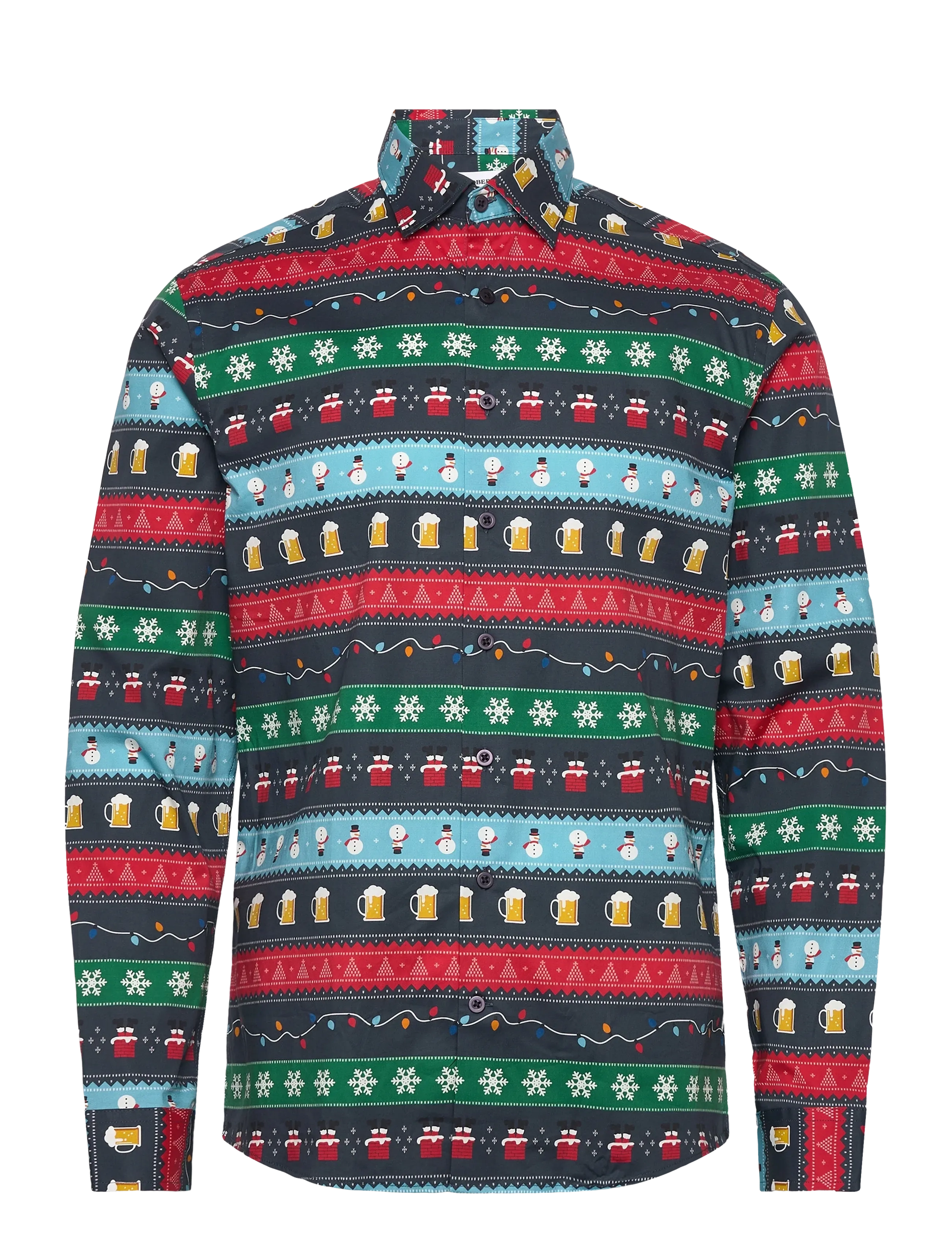 LINDBERGH Aop Christmas Shirt L/S Patterned - S - Herren