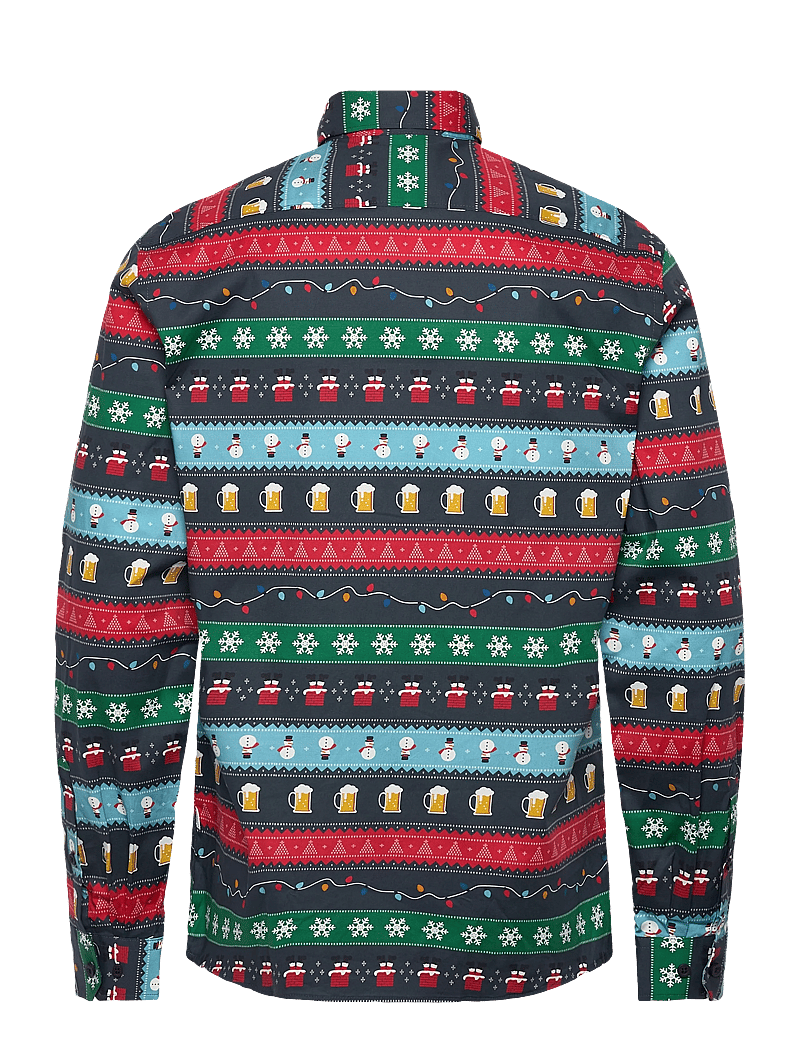 Lindbergh - AOP Christmas shirt L/S - casual skjortor - navy - 1