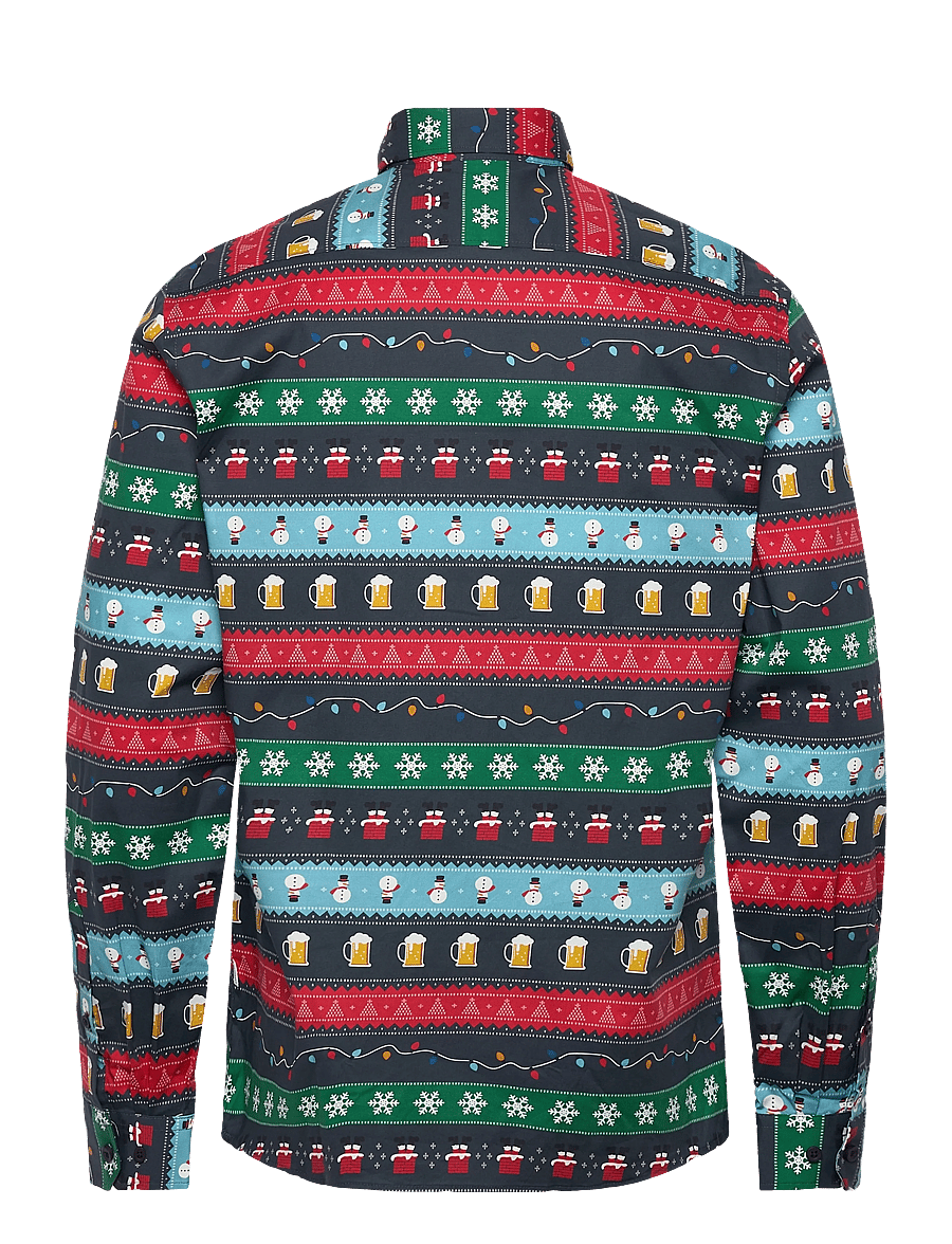 Lindbergh - AOP Christmas shirt L/S - casual hemden - navy - 1