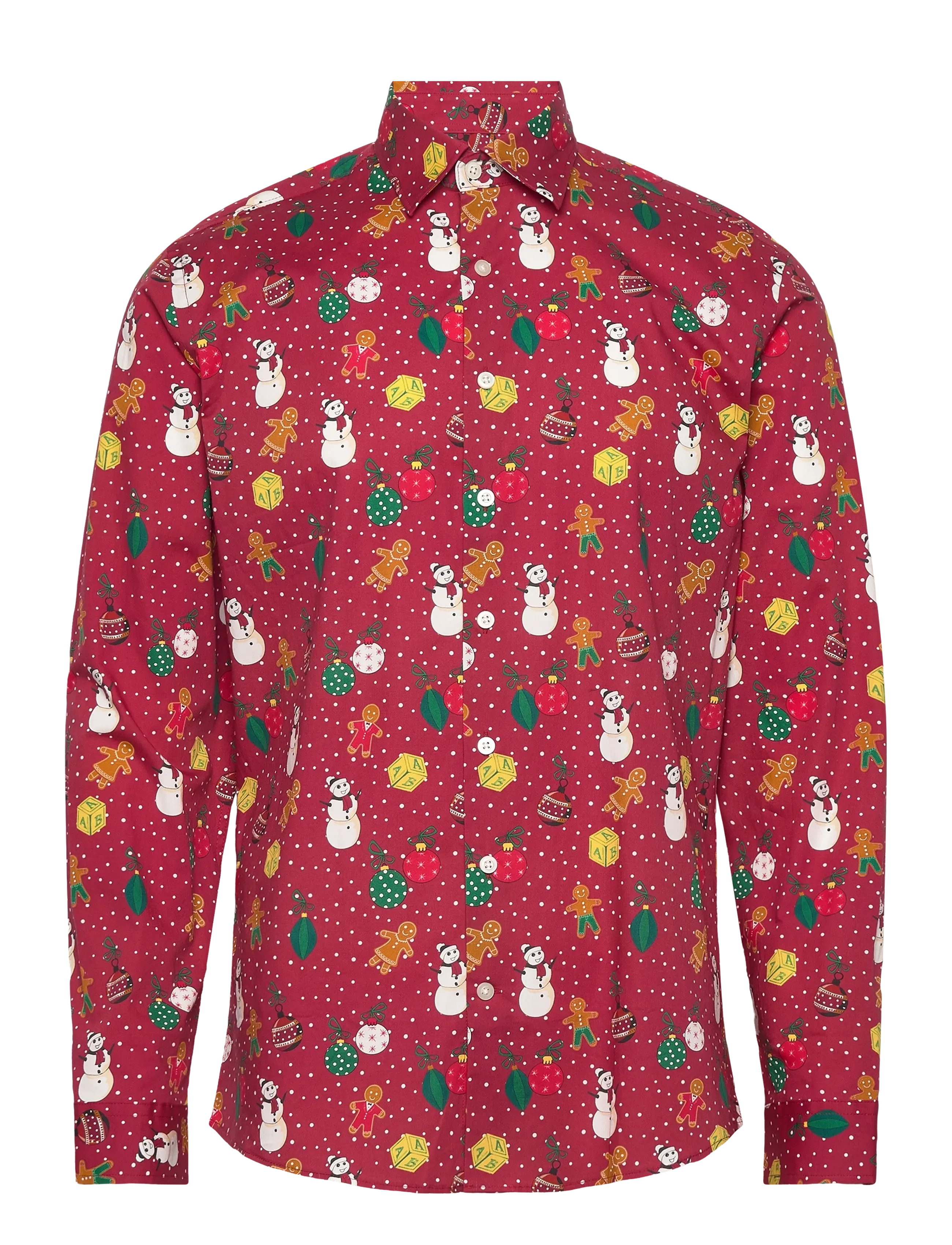 LINDBERGH Aop Christmas Shirt L/S Rot - S - Herren
