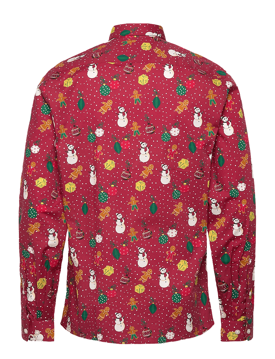 Lindbergh - AOP Christmas shirt L/S - kasdienio stiliaus marškiniai - red - 1