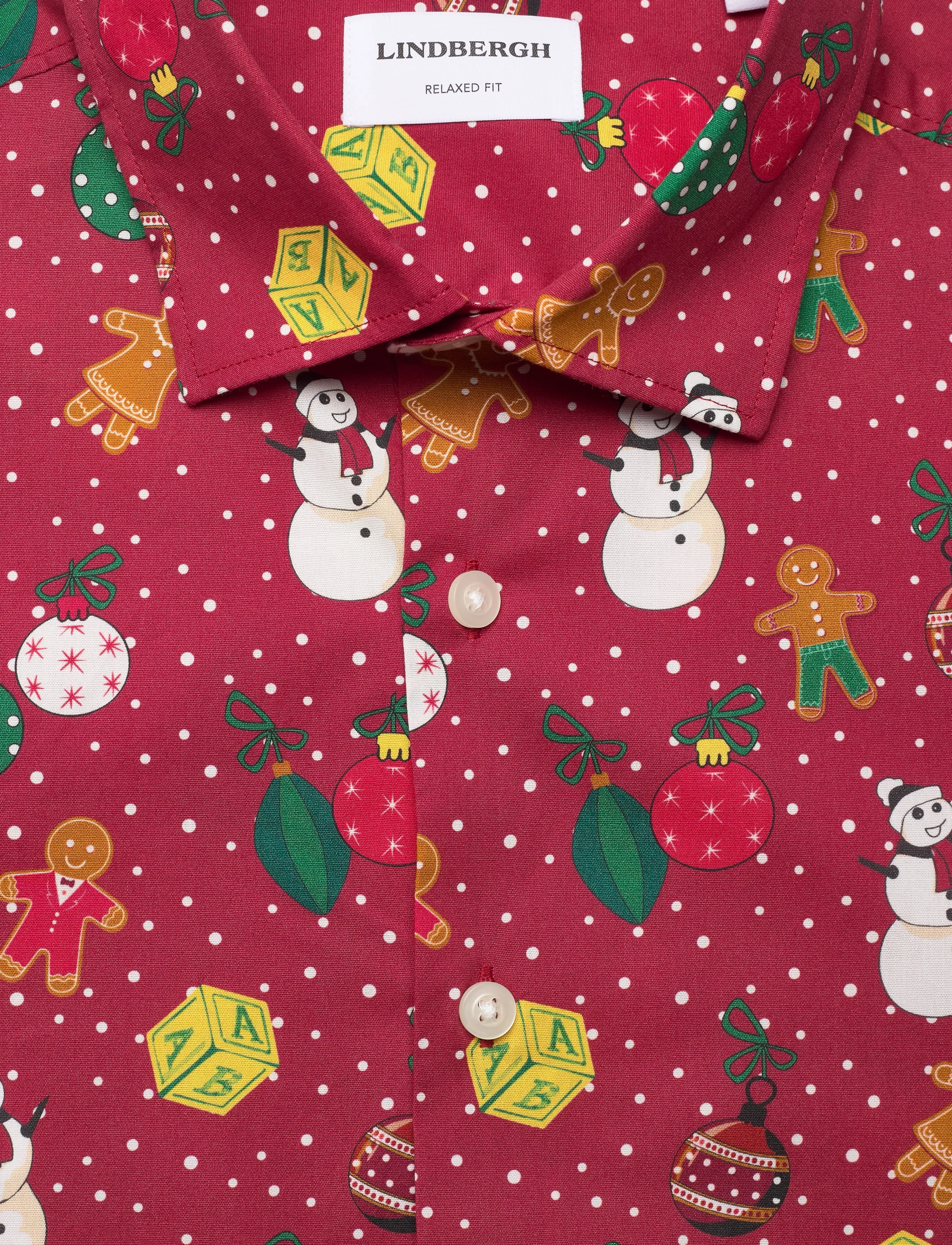 Lindbergh - AOP Christmas shirt L/S - kasdienio stiliaus marškiniai - red - 2