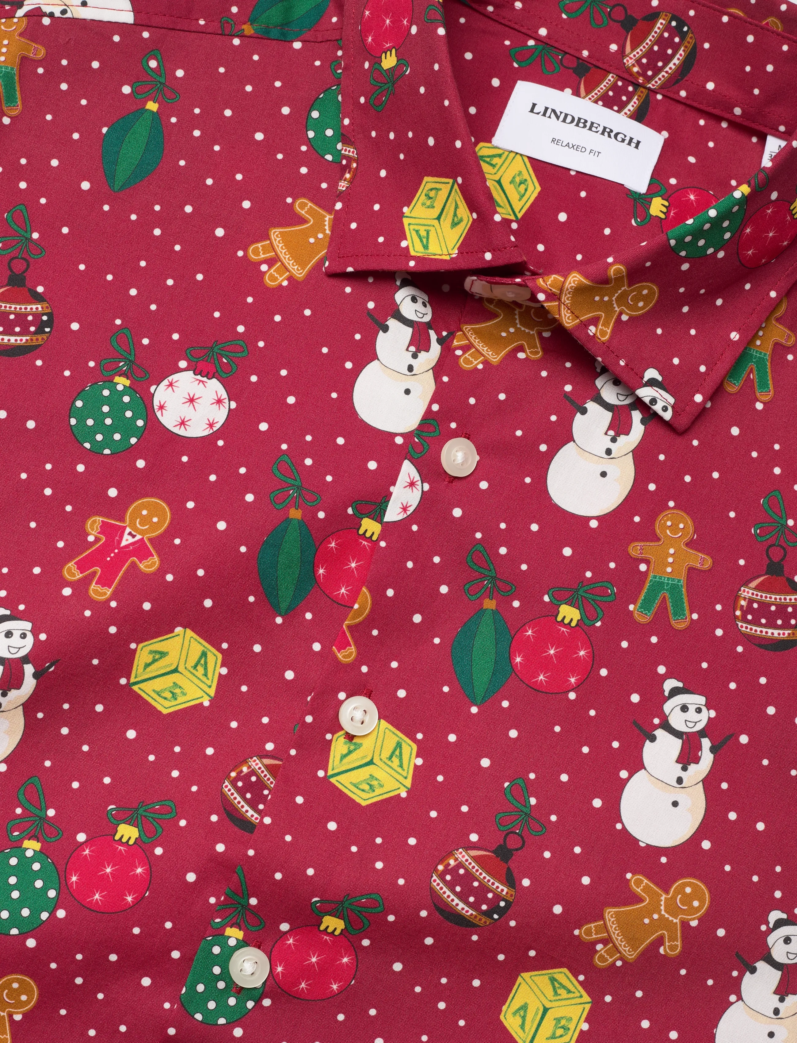 Lindbergh - AOP Christmas shirt L/S - kasdienio stiliaus marškiniai - red - 3