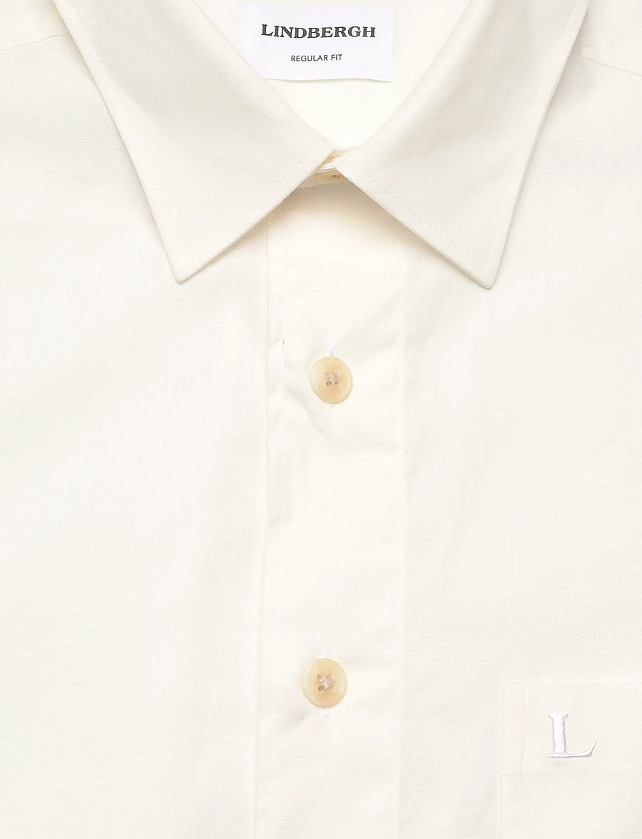 Lindbergh - Solid straight hemline shirt L/S - white - 2