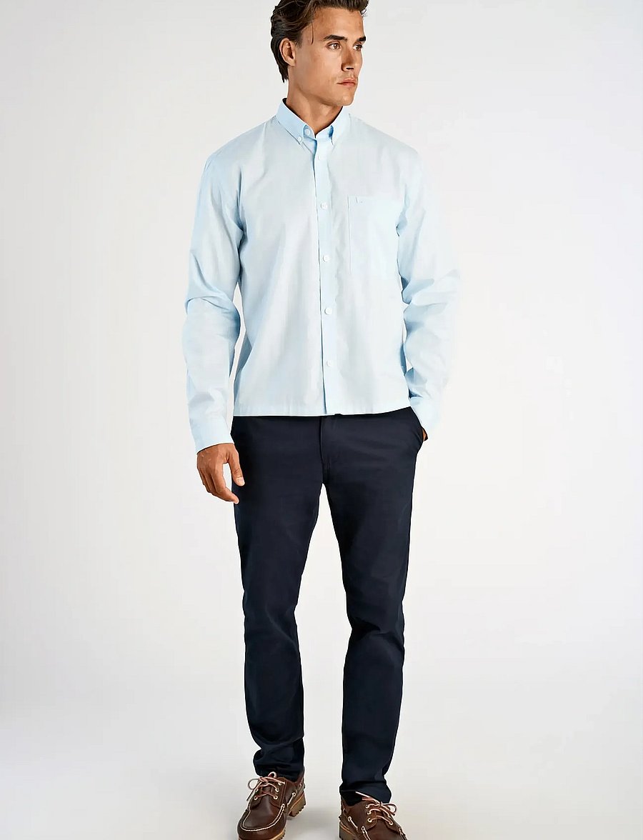 Lindbergh - Fine oxford cropped shirt L/S - oxford shirts - lt blue - 0