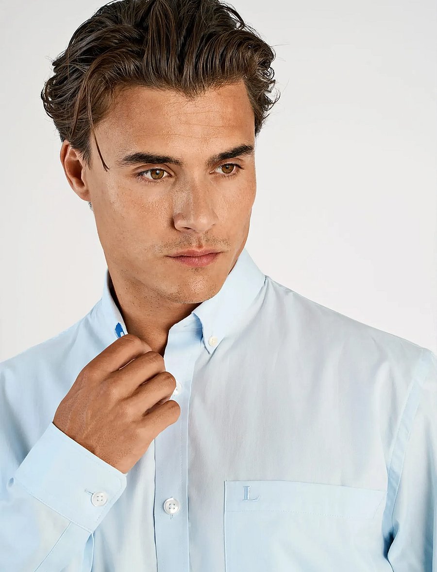 Lindbergh - Fine oxford cropped shirt L/S - oxford shirts - lt blue - 5