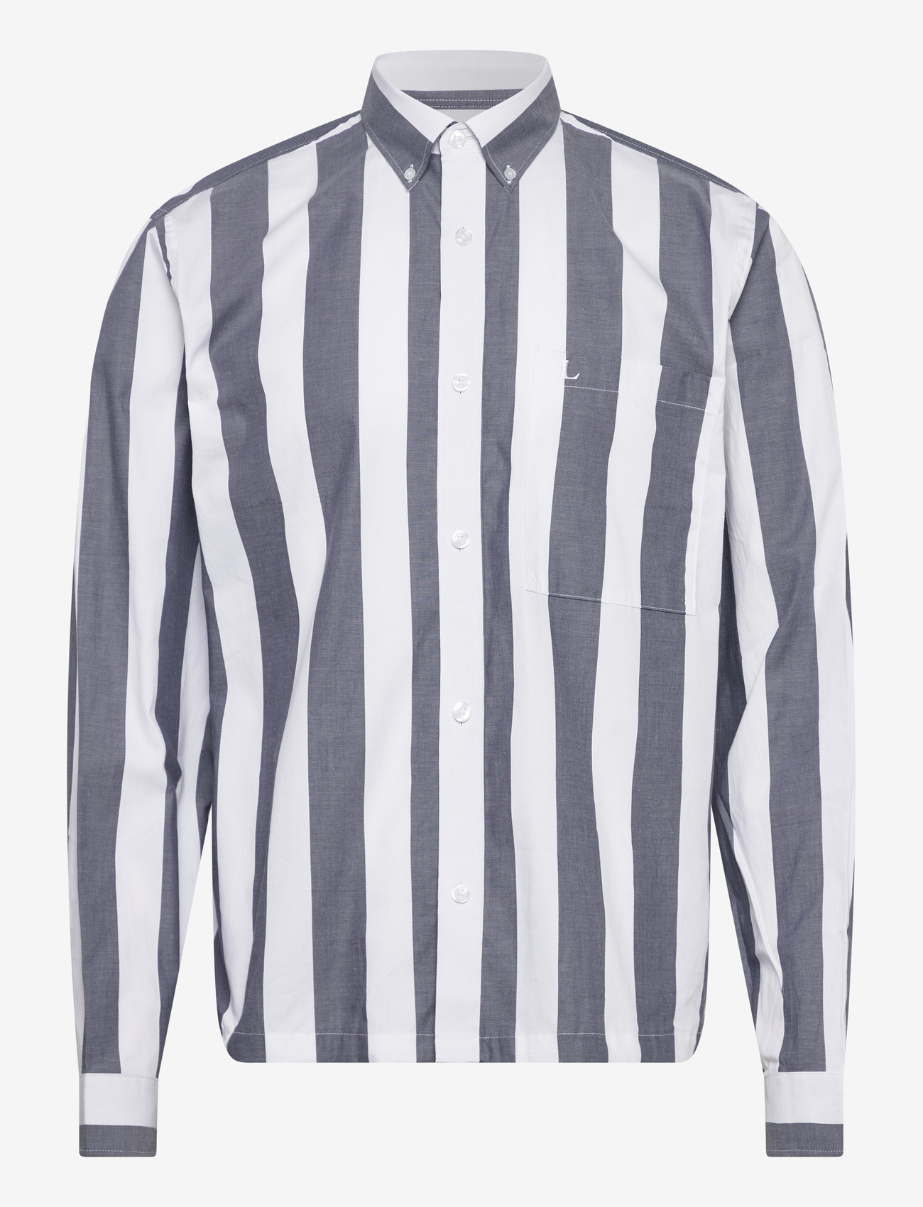 Lindbergh - Bold striped cropped shirt L/S - dryžuoti marškiniai - dk blue - 1