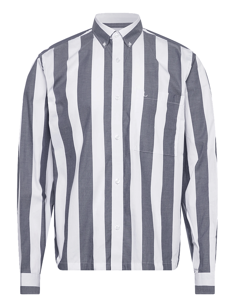 Lindbergh - Bold striped cropped shirt L/S - gestreifte hemden - dk blue - 1