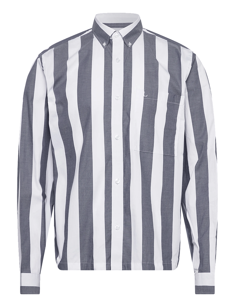Lindbergh - Bold striped cropped shirt L/S - gestreifte hemden - dk blue - 1