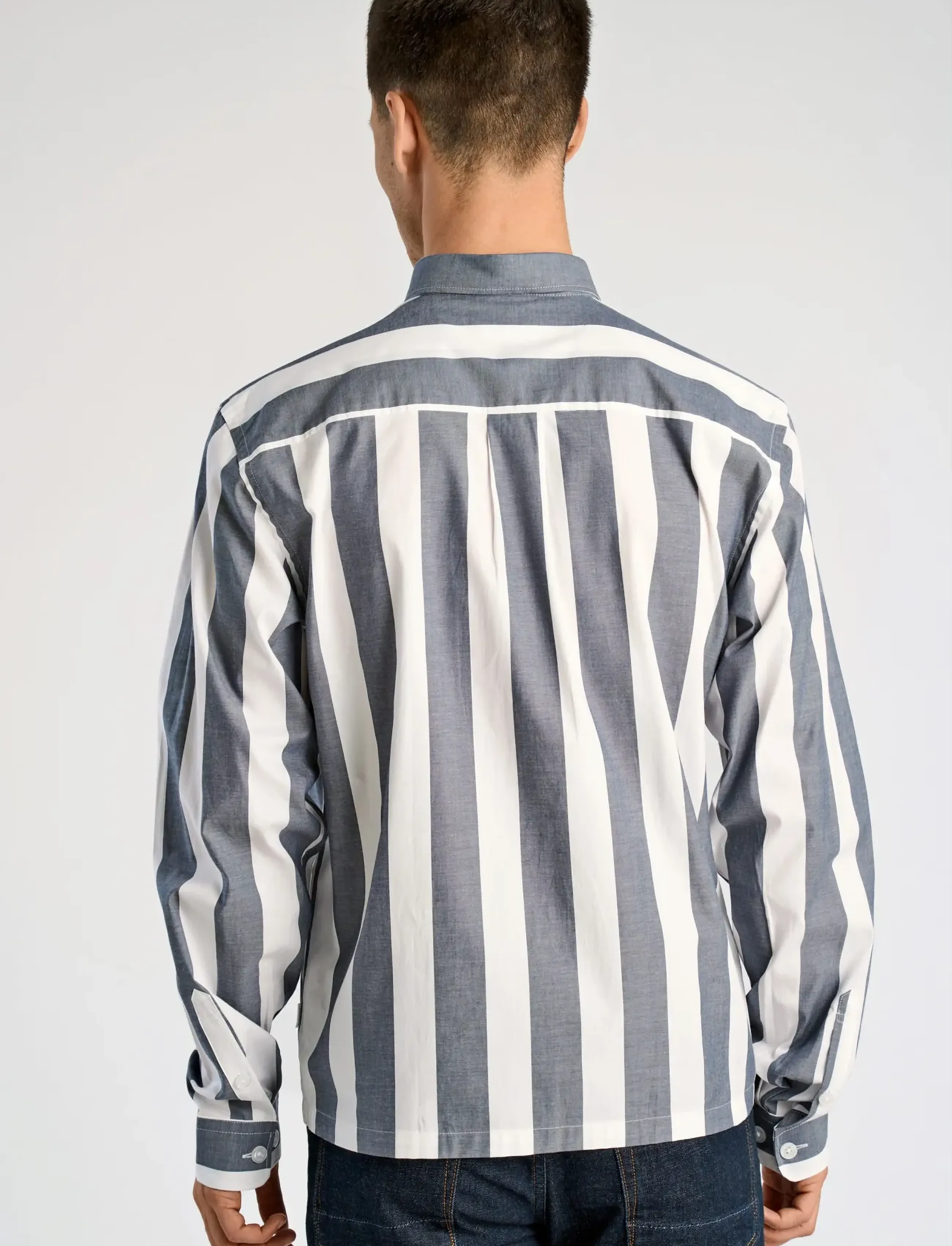 Lindbergh - Bold striped cropped shirt L/S - gestreifte hemden - dk blue - 4